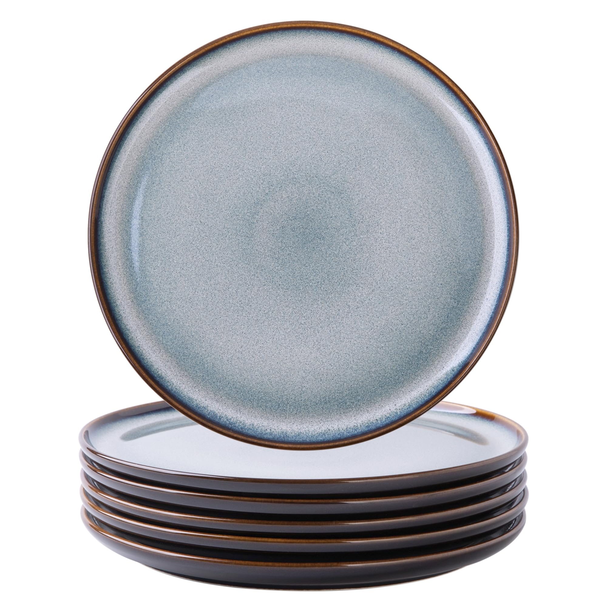 LERATIO Ceramic Dinner Plates Set of 6, 10.5 Inch Reactive Glaze Porcelain Plates, Modern Shape Dinnerware Dishes Set for Kitchen,Microwave&Dishwasher&Oven Safe, Scratch Resistant-Gray Blue