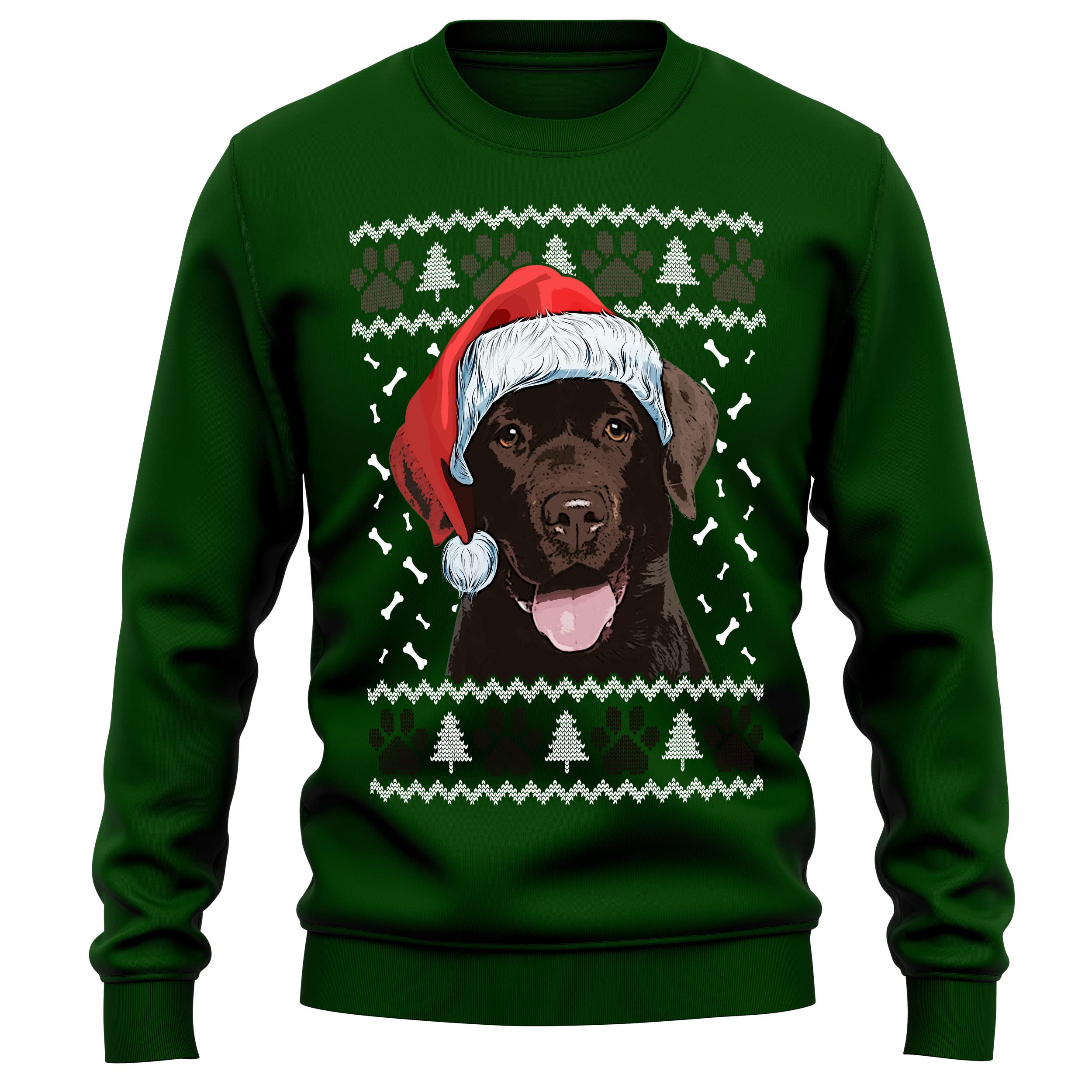 Purple Print House Chocolate Labrador Christmas Sweatshirt Adult Xmas Jumper For Lab Dog Owner Gifts Autumn Winter Puppy Walks Sweater For Him and Her, M, Bottle