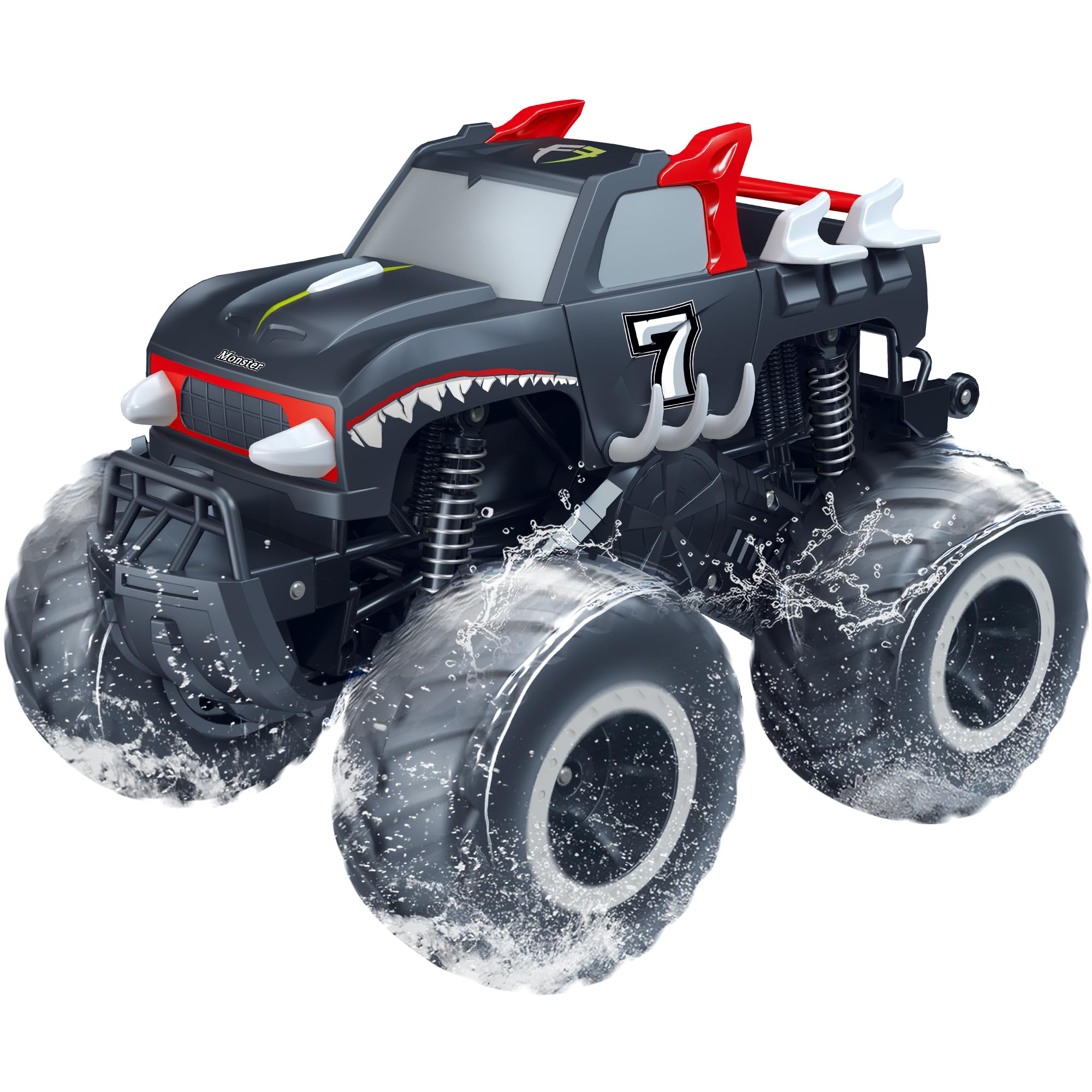 Threeking 1:16 Waterproof Monster Truck Pickup Toys RC Cars Remote Control Car Truck Toys 4WD All Terrain Off-Road Car Toy Gifts Presents 6 7 8 9 10 11 12 Year Old Kids Boys Girls Toys