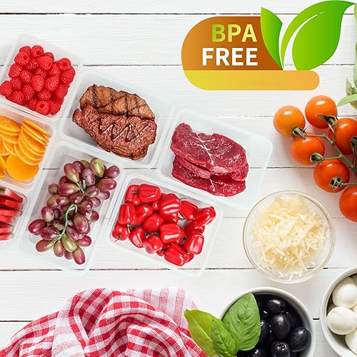 Miniatura 5 de PRAKI Paquete de 48 recipientes de almacenamiento de alimentos con tapas herméticas (24 recipientes y 24 tapas), recipientes de almacenamiento de