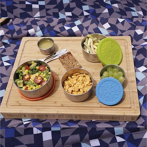 Miniatura 7 de Recipientes de acero inoxidable con tapas de silicona, a prueba de fugas, contenedor apilable de metal para almacenamiento de alimentos para adultos