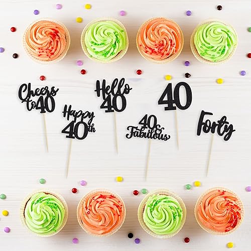 Miniatura 132 de 36 piezas de decoración para cupcakes de 10º cumpleaños con purpurina negra Hello 10 Ten Cupcake Picks Sweet 10 Double Digits Cake Decor for 10th