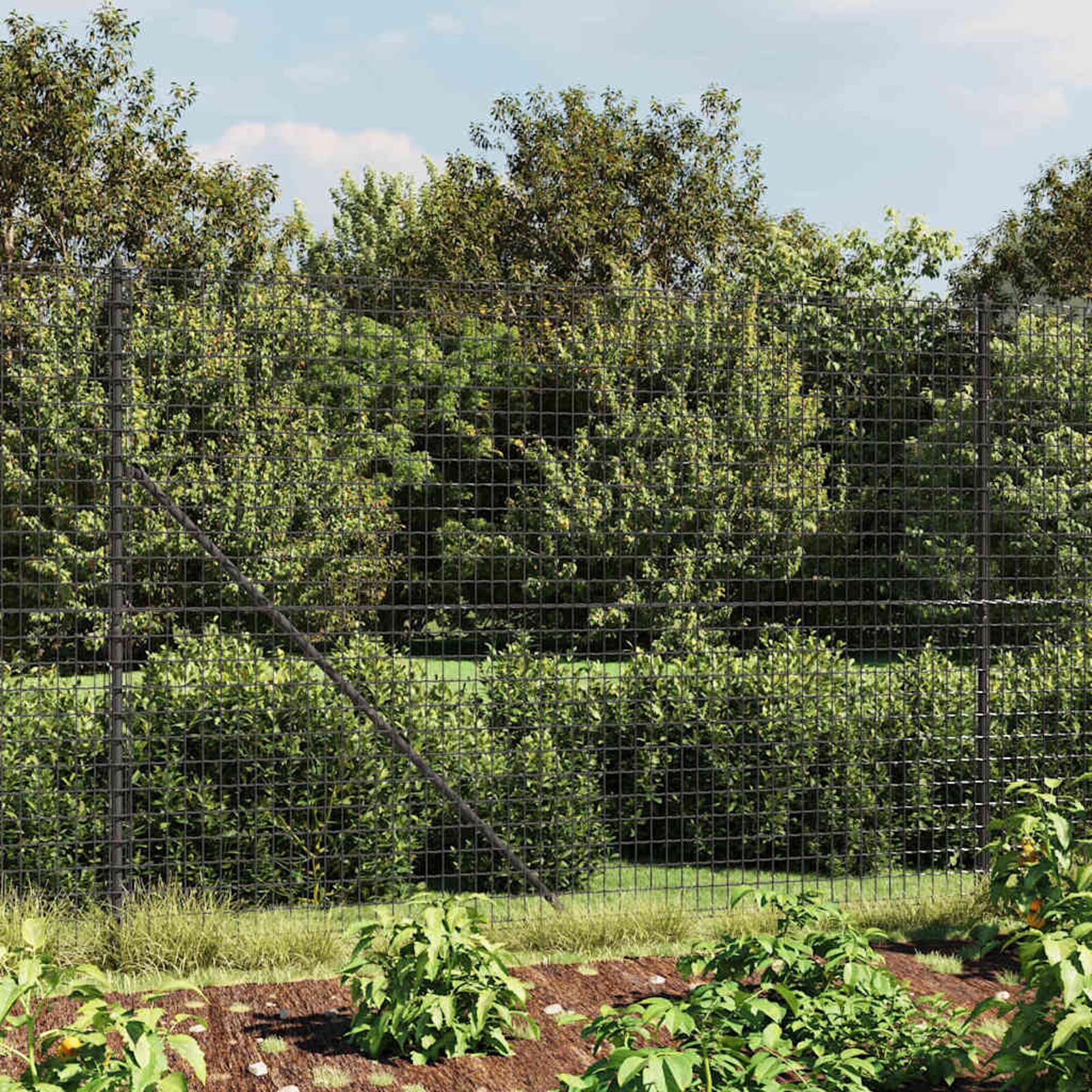 Homgoday Cerca de Alambre de Acero galvanizado Gris Antracita 1,6x10 m, Valla de Malla, Tensión Cerca Alambrada, Malla Metálica para Plantas y Animales, múltiples usos Tipo 3
