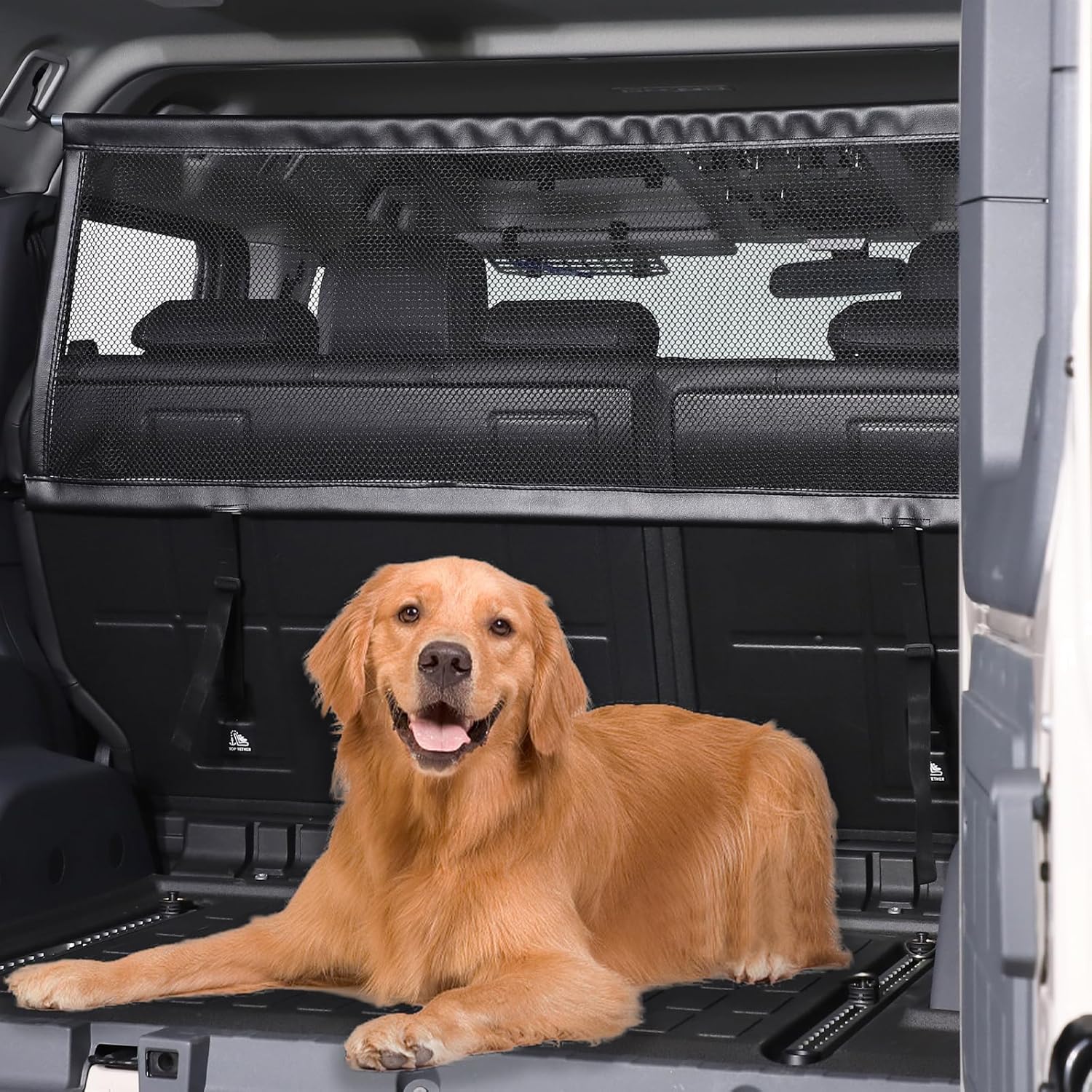 Universal Fit Pet Barrier Car Divider for Ineos Grenadier 2020-2025+ | Heavy-Duty Mesh Backseat & Trunk Dog Fence | Adjustable Vehicle Cargo Net for Travel Safety (Black)