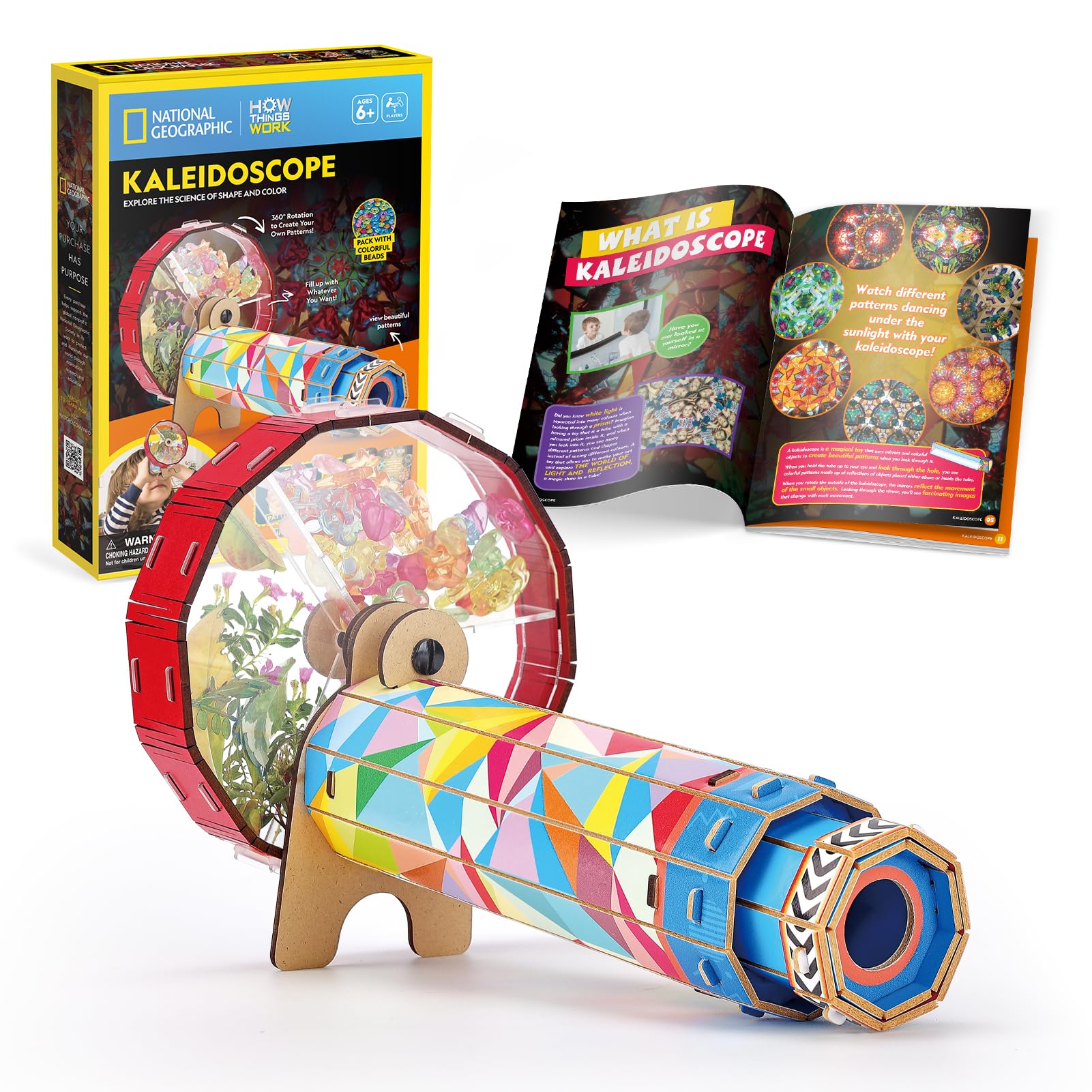 National Geographic 3D Puzzle Kaleidoscope with Wheel 19-Pieces by Cubic Fun, STEM Learning, Build Things with Read-Along Adventure, Educational Puzzle, Learn & Fun Toys, For Kids 6 Years+