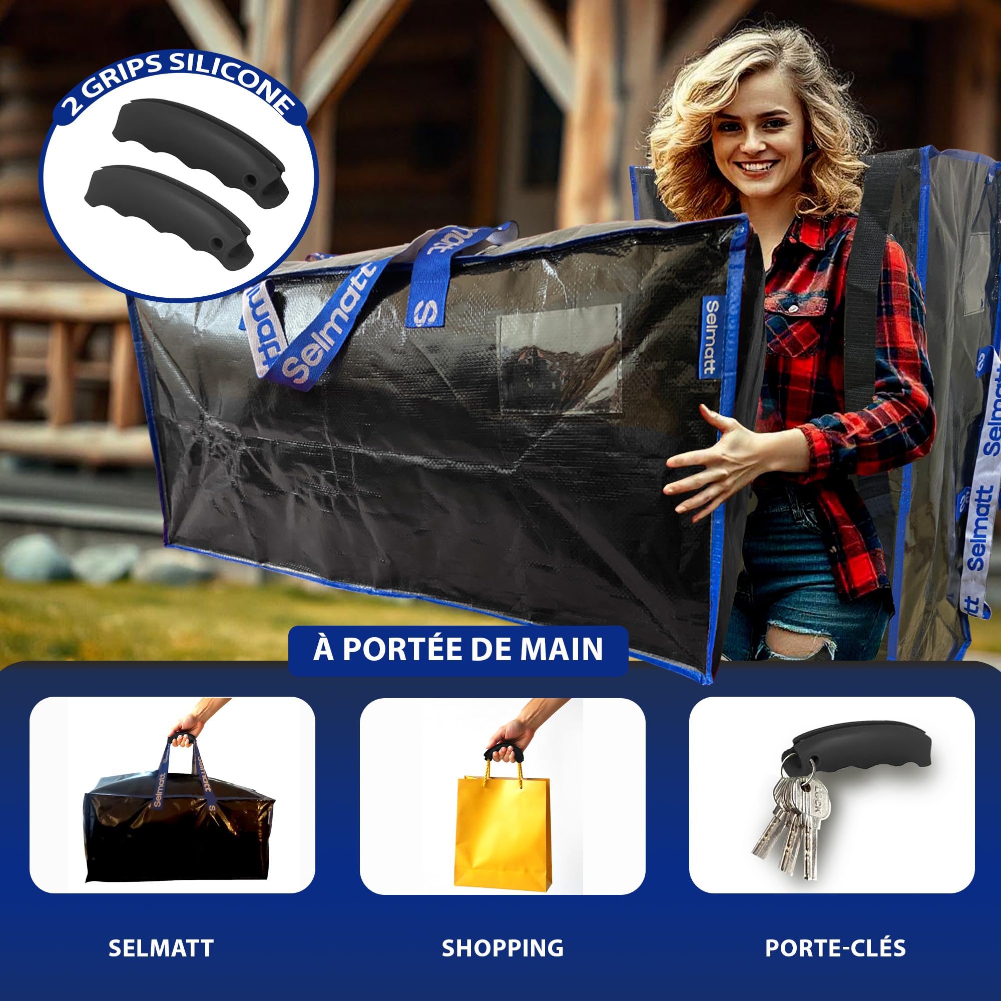 Sacs de déménagement XXL 104L grand format solides et renforcés – rangement vêtements, couettes, jouets – alternative aux cartons – sac de transport robuste (Lot de 5)