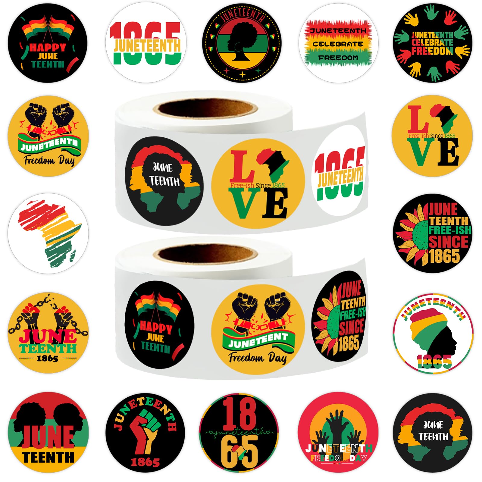 Juneteenth Decorations Stickers Roll - 1000Pcs African American Heritage Supplies, Emancipation Day Party Decor, Freedom Celebration Stickers for Home