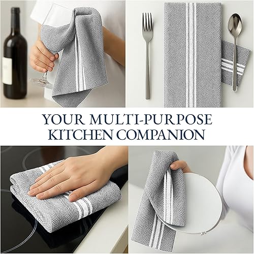 Miniatura 40 de LANE LINEN Juego de 24 toallas de cocina 100% algodón natural absorbentes para cocina, paños de lavado reutilizables, lavables a máquina, 14 x 25