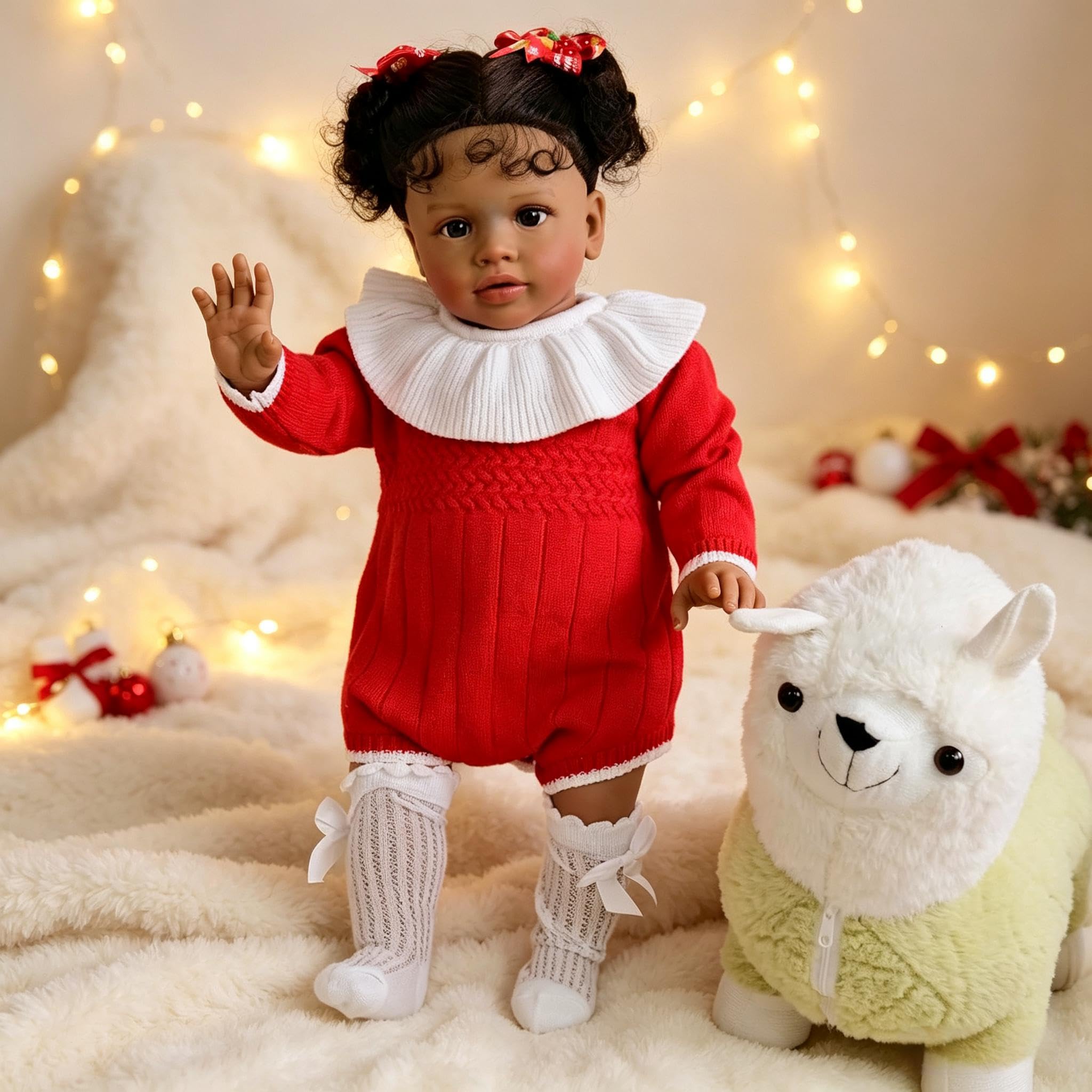 RXDOLL 66 cm Ogromny rozmiar Realistyczne lalki Reborn Maluch Czarna Dziewczyna Afroamerykanin Reborn Baby Dolls które wyglądają na prawdziwe życie Baby Biracial Dolls Miękka tkanina winylowa Body