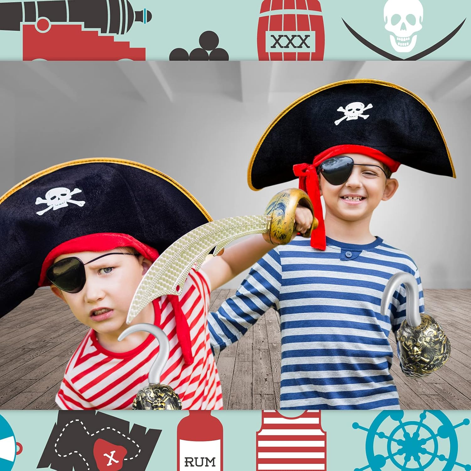 Sumind 2 Pieces Kids Pirate Hooks Captain Hook Cosplay Hand Plastic Hook Pirate Costume Accessory for Halloween Party Kids Children and Women : Clothing, Shoes & Jewelry