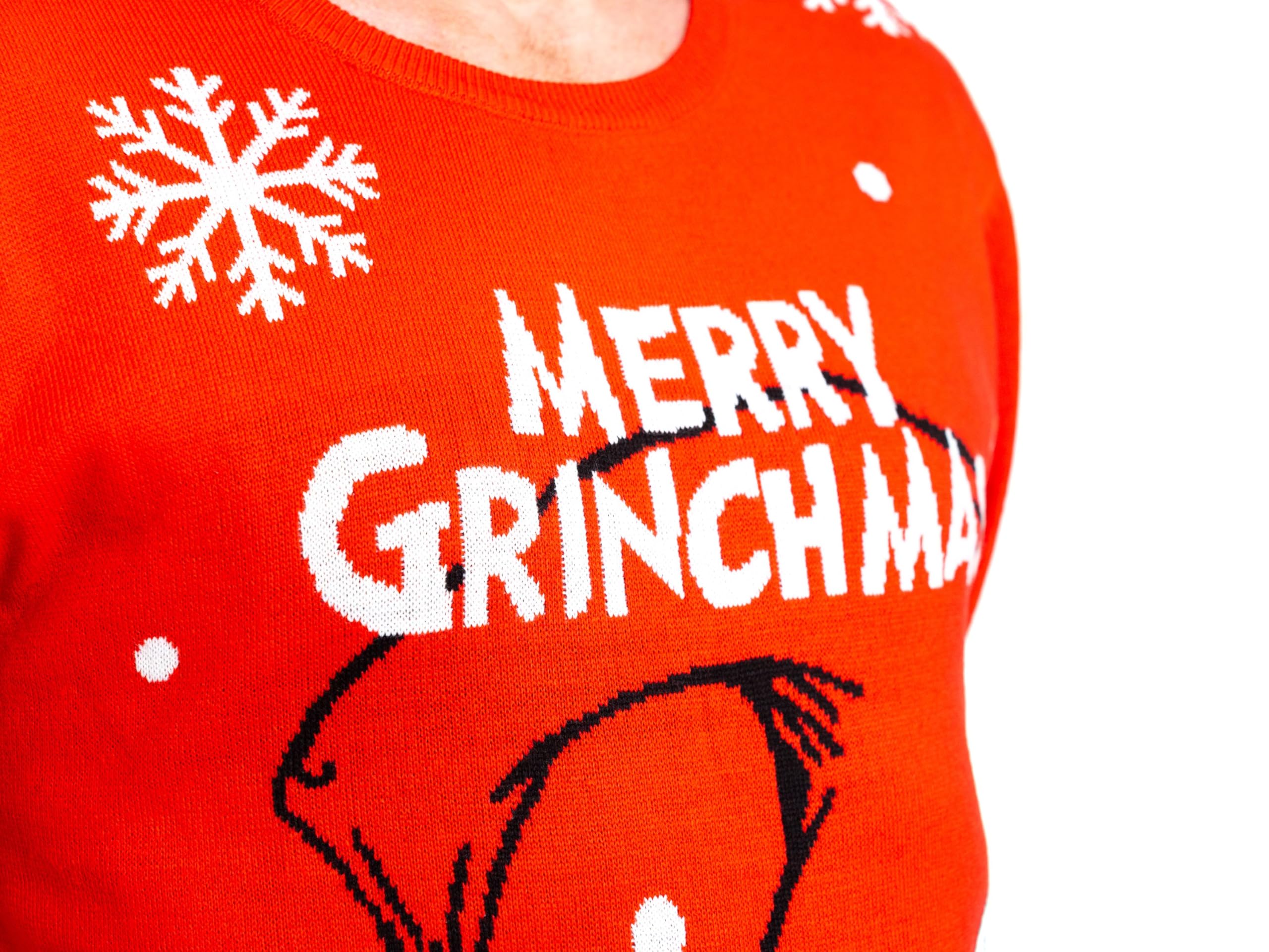 The Grinch Pull de Noël pour homme et femme – Merry Grinchmas Pull d'hiver en tricot Ugly Christmas Sweater Unisexe Rouge