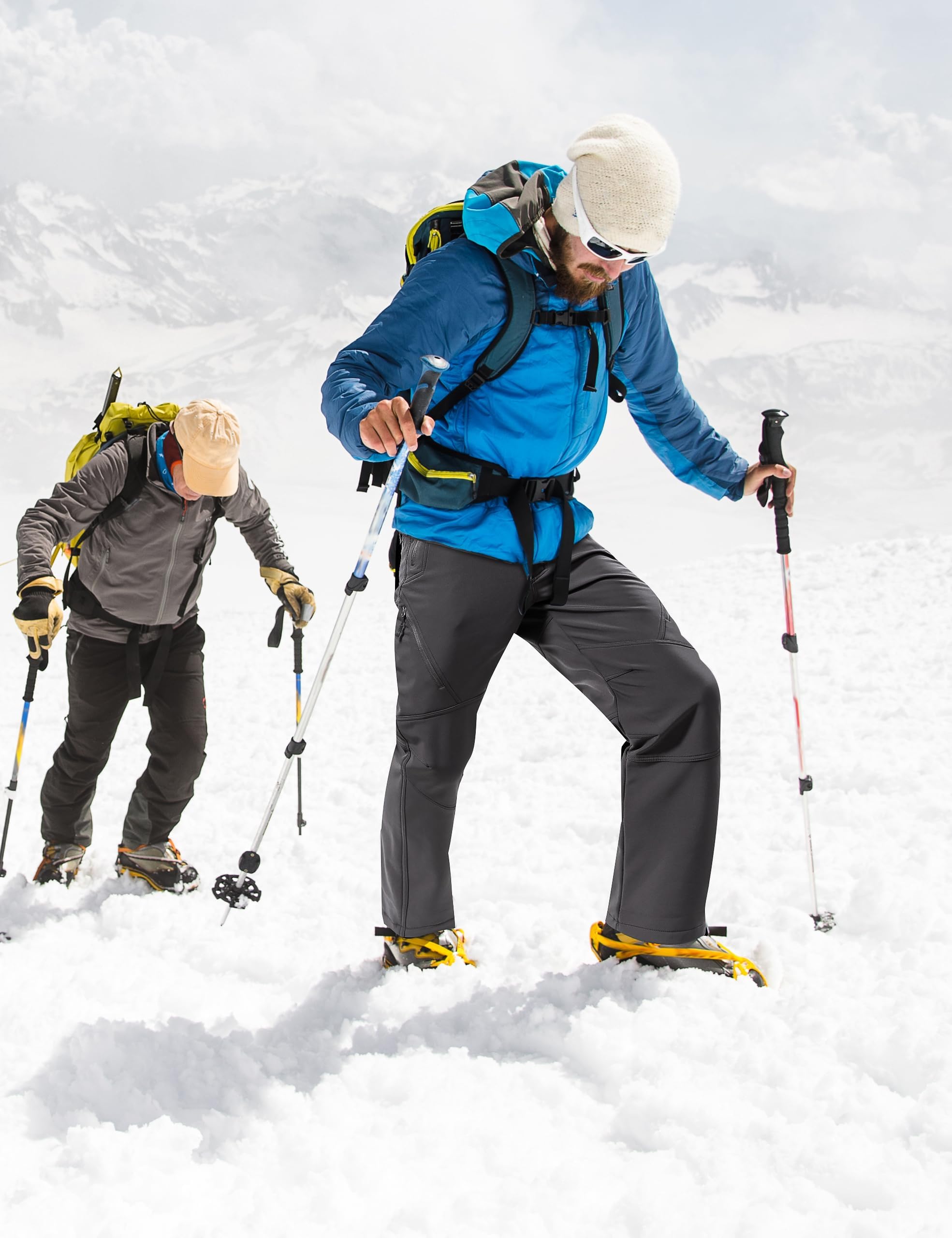 FREE SOLDIER Pantalon Ski d'hiver pour Hommes Pantalon de Chasse Imperméable Coupe-Vent Softshell Doublé de Polaire pour la Randonnée
