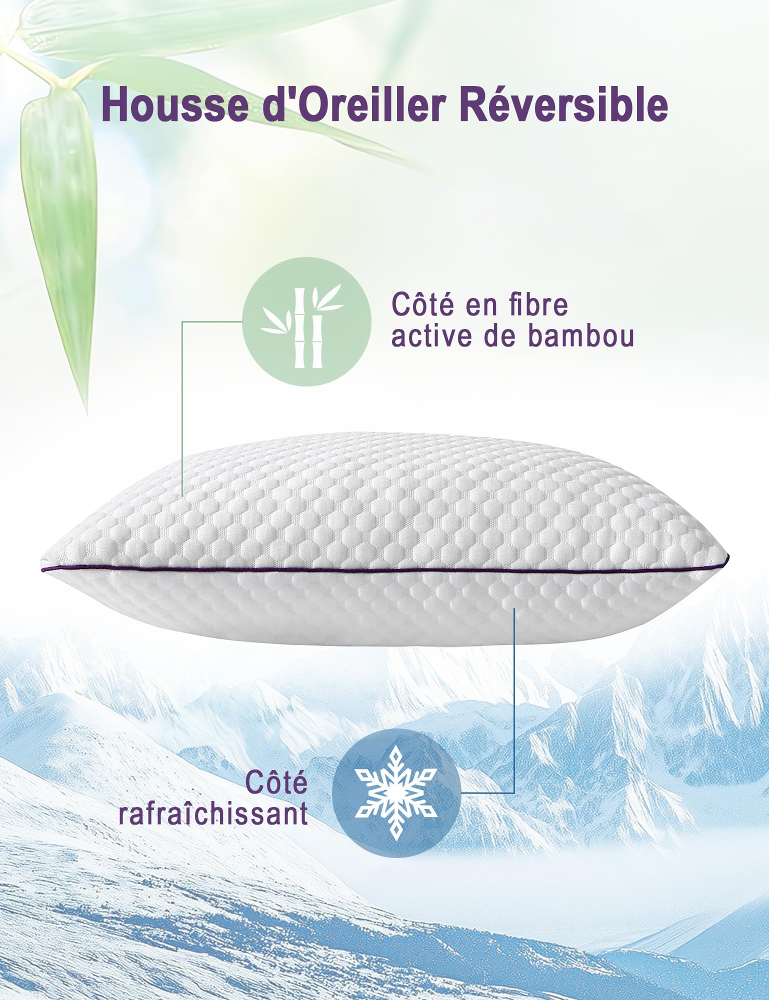 Oreiller 50 × 70 cm Lot de 1– Oreiller Mousse à Mémoire de Forme | Ergonomique Réglable en Hauteur avec Fermeture à Glissière, Une Utilisation Toute I‘année