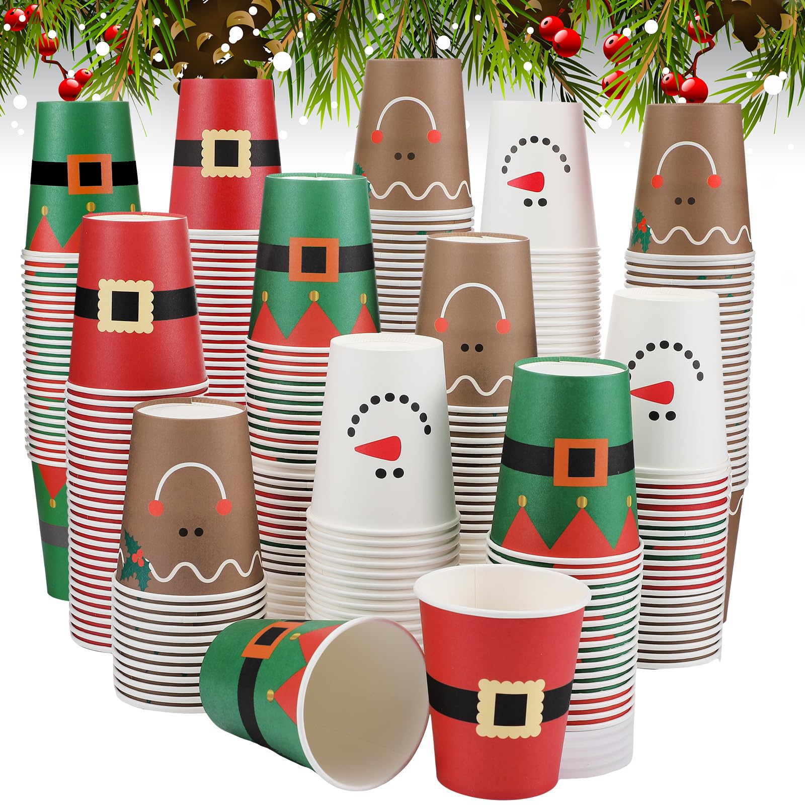 Amazon.com: Mumufy 160 Pcs Christmas Paper Cups Bulk Disposable Xmas ...