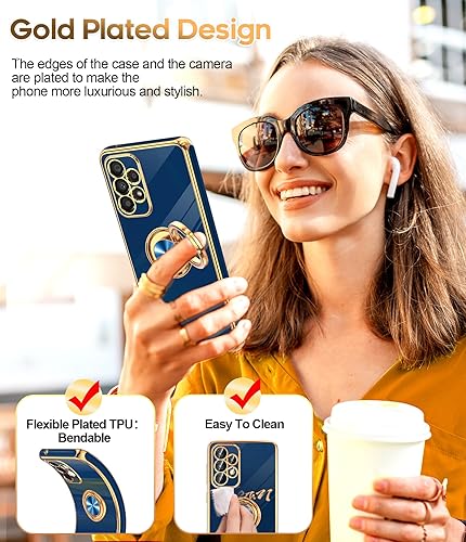 Miniatura 6 de LeYi Funda para Samsung Galaxy A53 5G con protector de pantalla de vidrio templado (paquete de 2) Soporte de anillo giratorio de 360, soporte