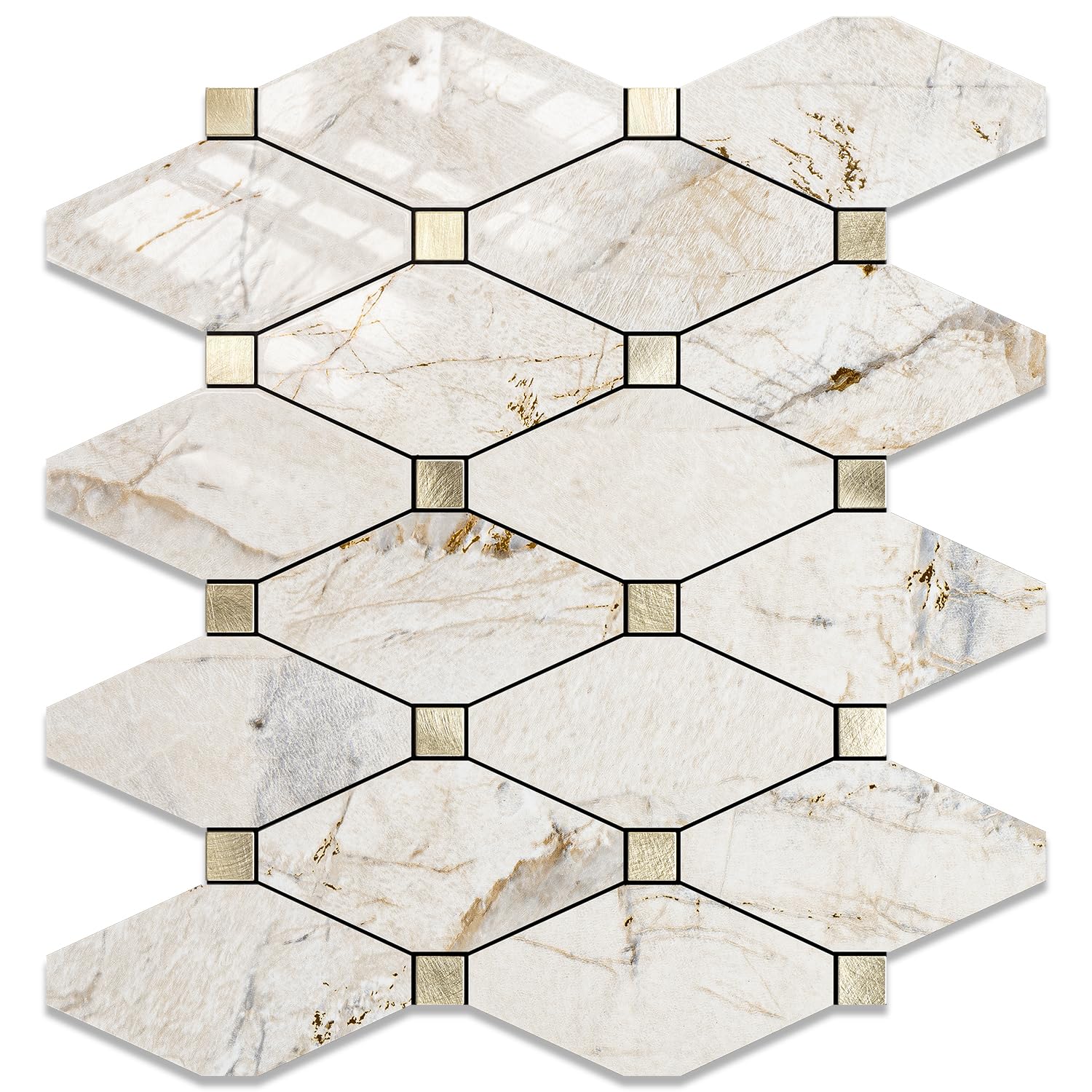 STICKGOO 1 Sheet Peel and Stick Backsplash, Glossy Pandora Marble