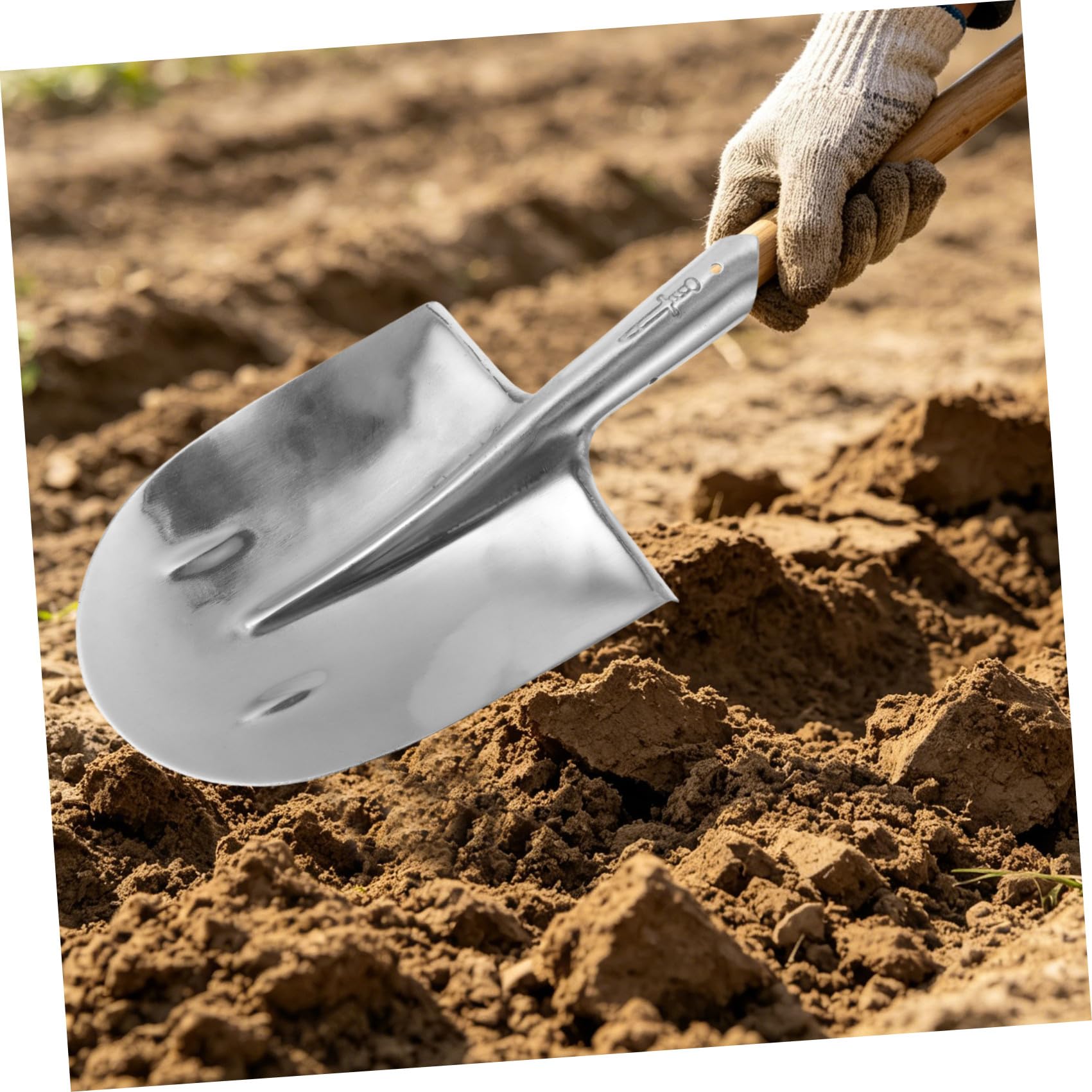 TOYANDONA Pala da Giardino in Acciaio con Punta Arrotondata Resistente Agli Urti per Uso Agricolo e Paesaggistico, la Rimozione della Neve e Lavoro del Terreno
