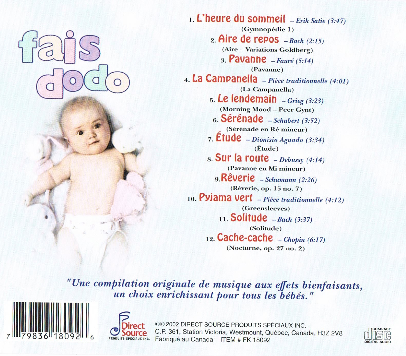 Fais Dodo (Musique pour Bebes) [Audio CD] Various Artists
