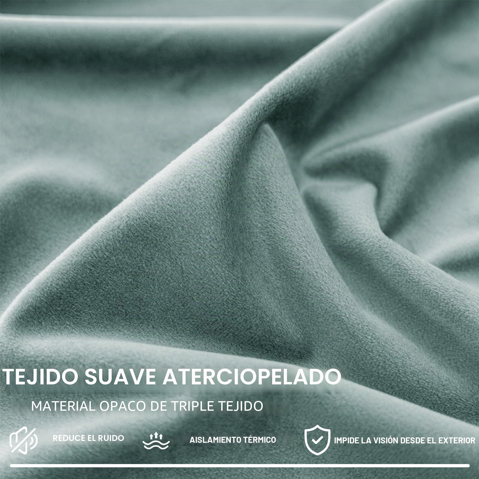 YSTELLAA Cortinas Terciopelo Opacas 2 Piezas, 140×300CM, Cortinas Termicas Aislantes Frio Y Calor, con Ojales, Insonorizantes, Modernas, para Salon Dormitorio, Verde