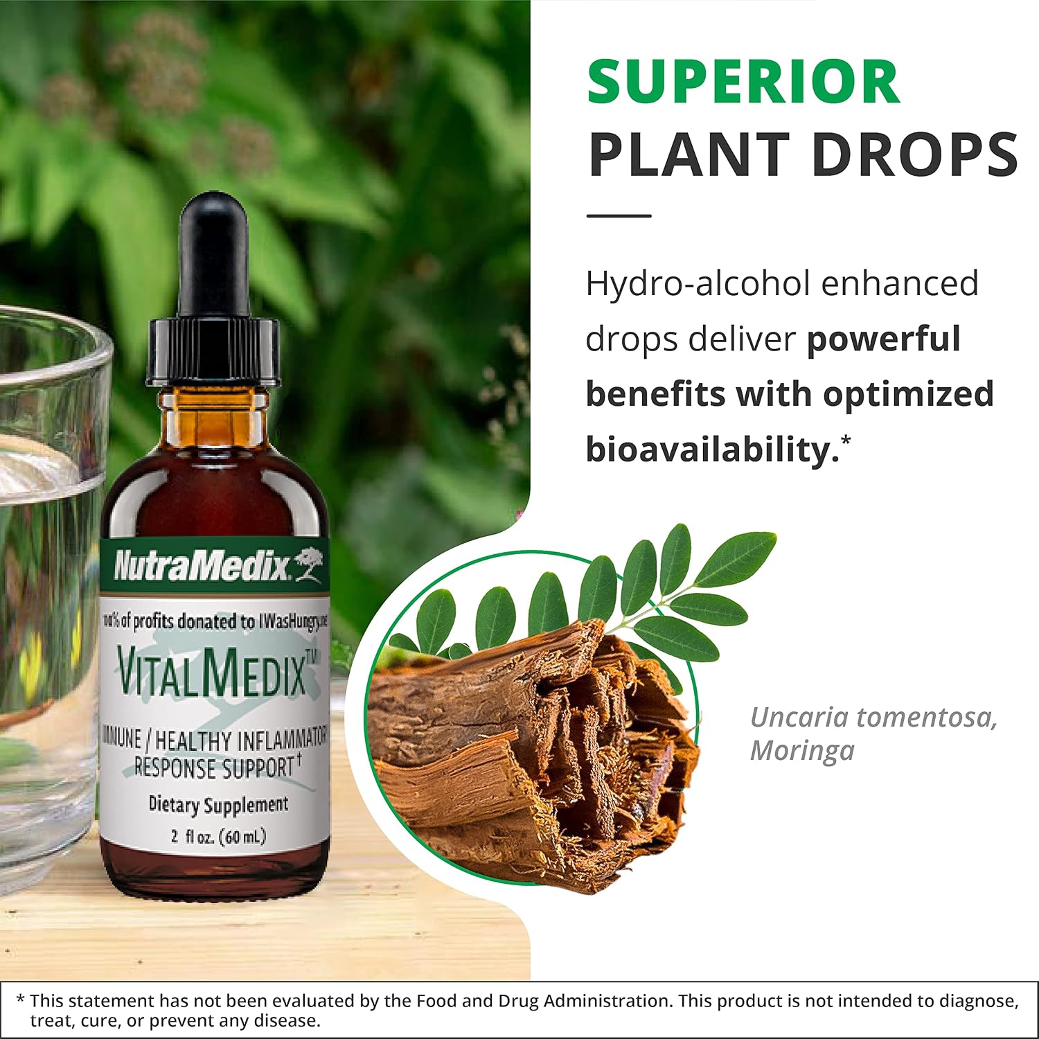 NutraMedix VitalMedix - Cat's Claw & Moringa Plant Extract - Daily Energy Supplement for Immune Health & Overall Vitality - Rich in Vitamins & Minerals (2oz)
