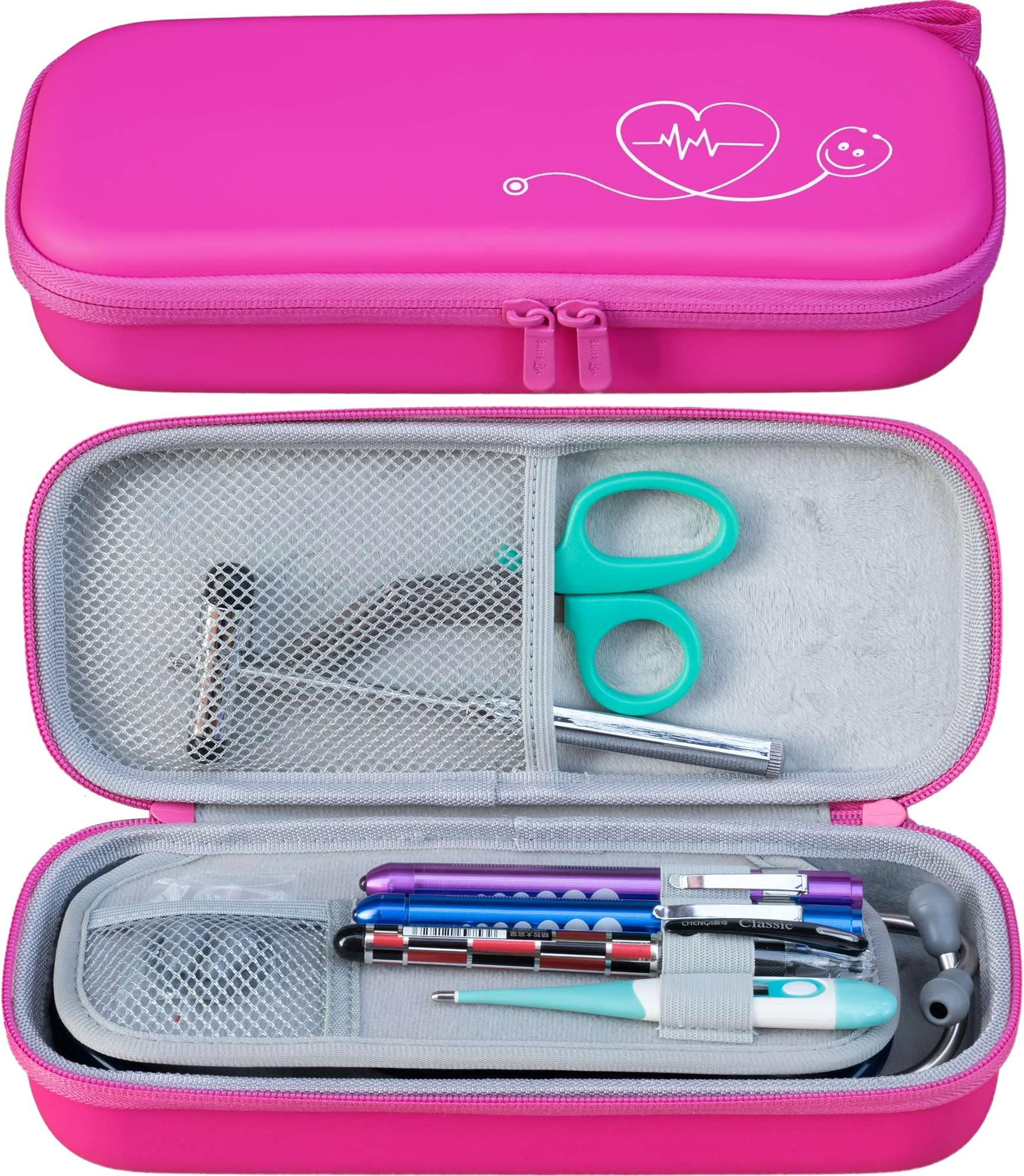 ButterFox Premium Stethoscope Case with Divider and ID Slot for 3M Littmann Classic III, Cardiology IV Diagnostic and More Stethoscopes with Pocket for Nurse Accessories (Hot Pink)
