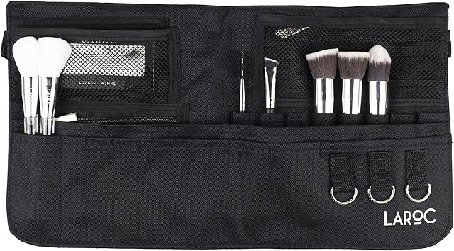 LaRoc ® Professional MUA Pro Black Makeup Brush Waist Belt Apron Bag Pouch Pockets Case Cosmetic Artist Strap Portable Tool Storage Bag Purse Holder Travel
