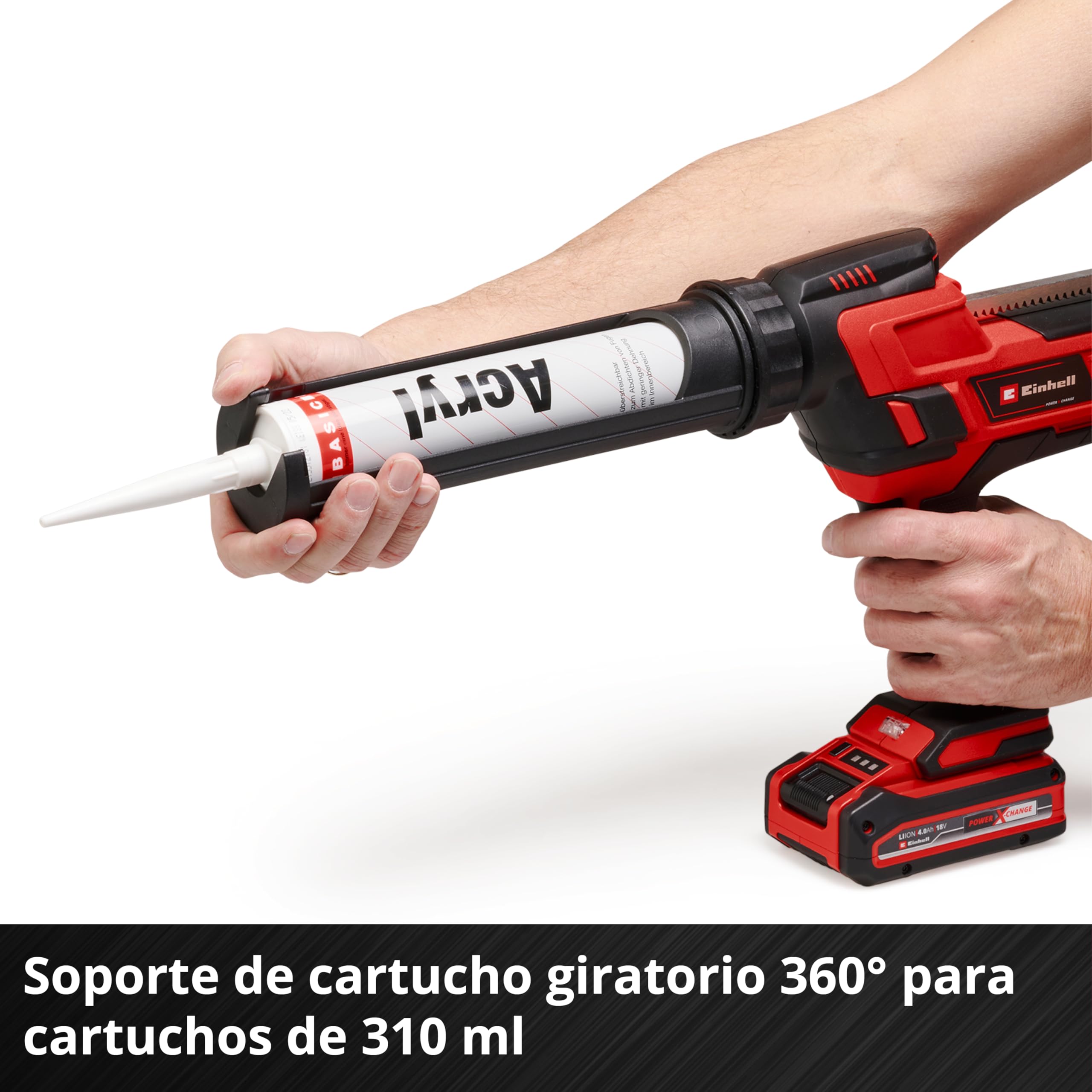 Einhell Pistola de cartuchos con batería TE-SG 18/10 Li-Solo Power X-Change (18 V, para cartuchos de 310 ml, hasta 2.000 N, velocidad de giro ajustable, sin batería) | PXC | 18 V | para cartuchos de 310 ml | hasta 2000 N | Velocidad ajustable | Sin baterí