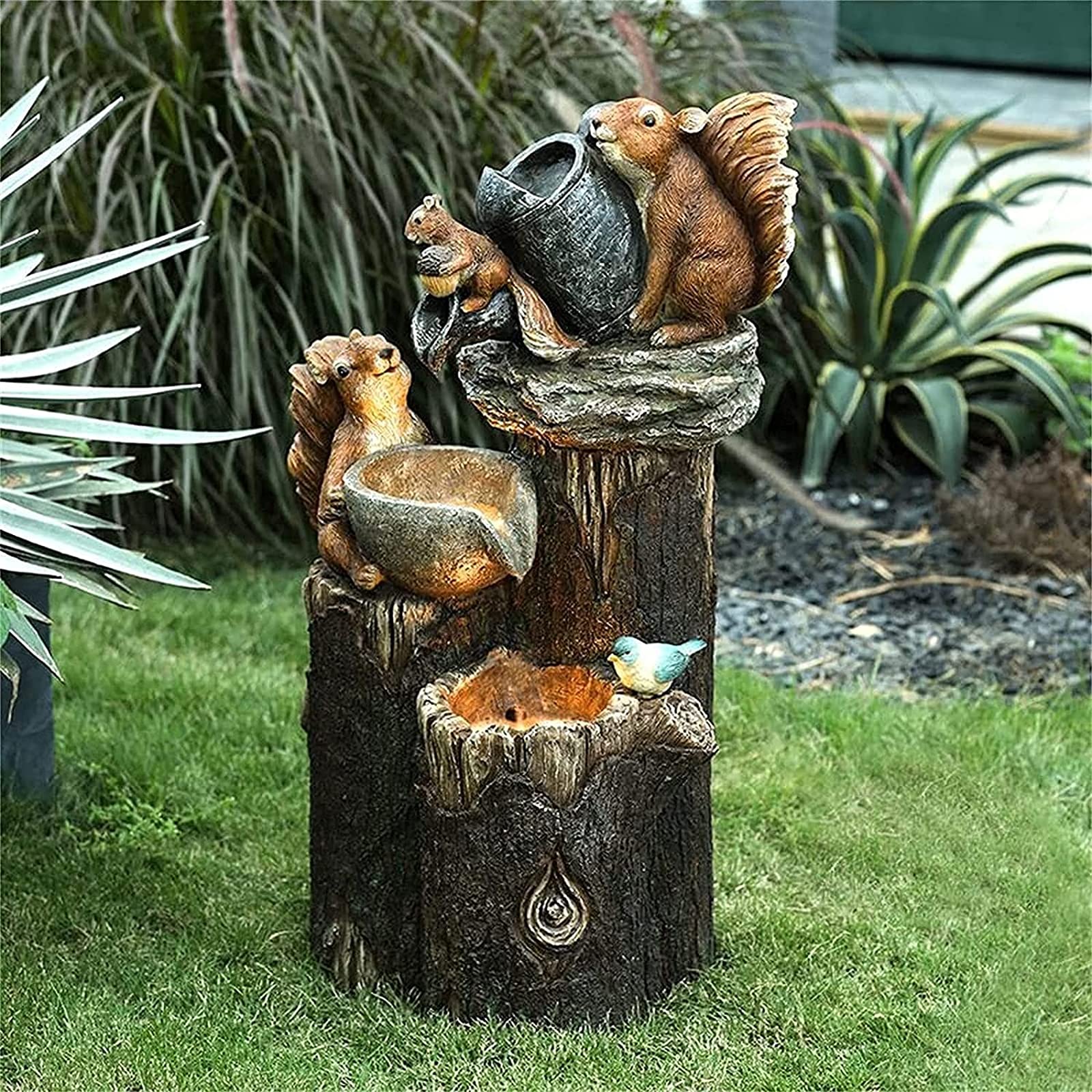 Décor de statue de jardin écureuil en résine créative pour extérieur