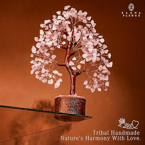 Miniatura 6 de KARMAPLEDGE Árbol de la vida de cristal de cuarzo rosa para mujer, decoración de oficina, buena suerte, dinero, meditación, positividad, piedras de