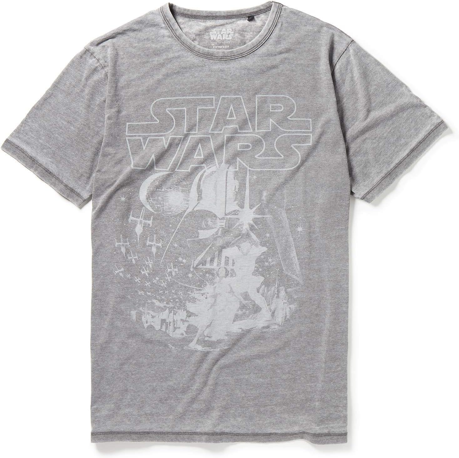 RecoveredStar Wars Movie T-Shirt - Original Poster - Washed Out Grey - Officially Licensed - Retro Style, Hand-Printed, Ethically Sourced