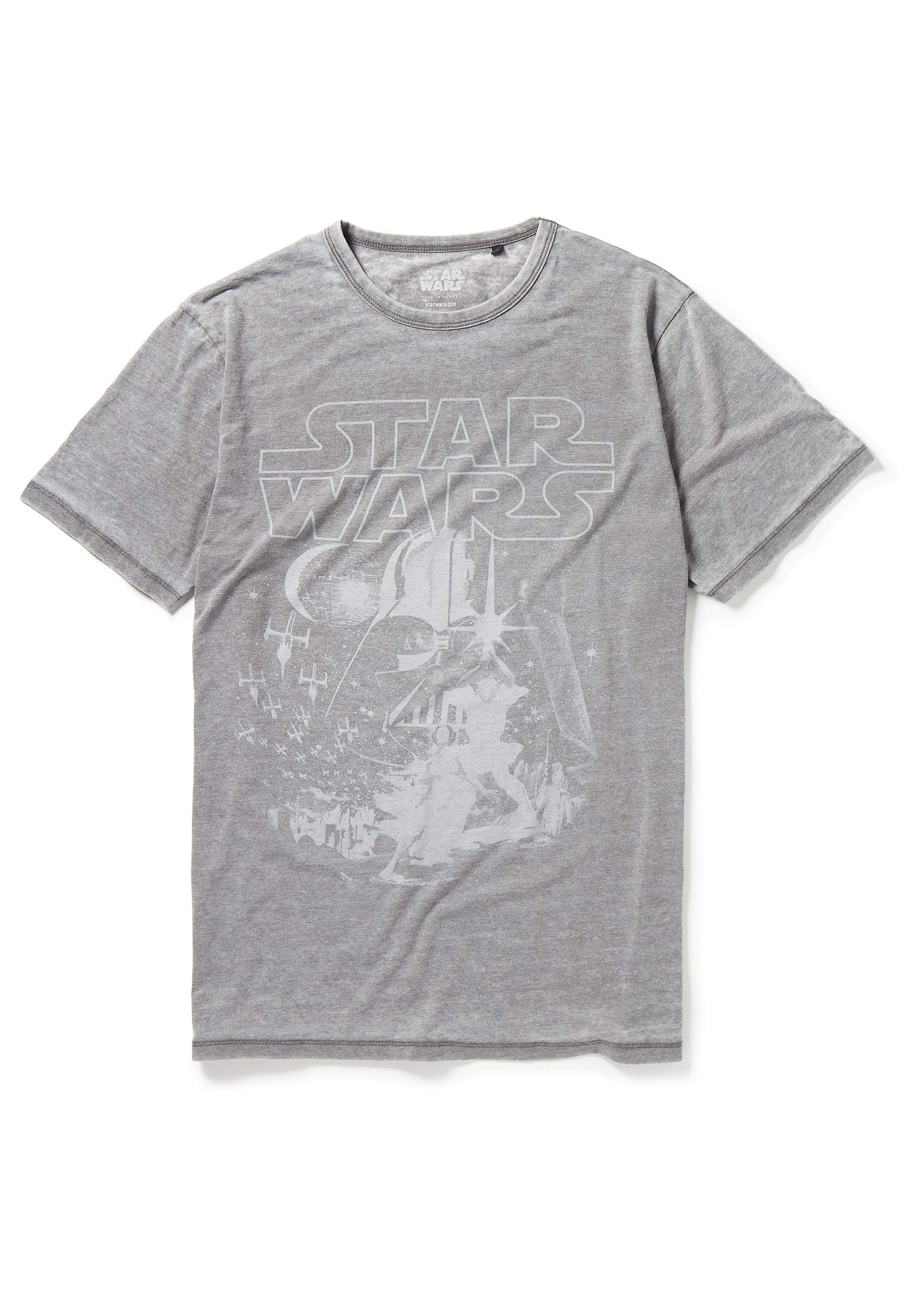 RecoveredStar Wars Movie T-Shirt - Original Poster - Washed Out Grey - Officially Licensed - Retro Style, Hand-Printed, Ethically Sourced