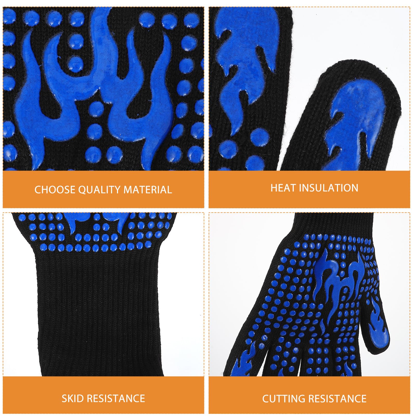 BESPORTBLE 6 Pares Guante de Horno Resistente al Calor de Silicona Azul,