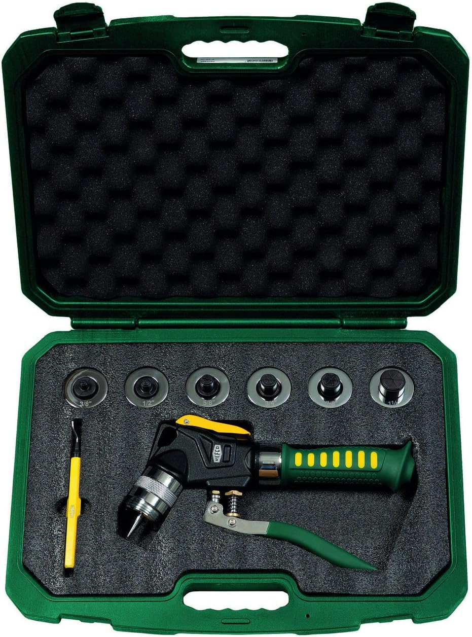 REFCO HY-EX-6 Hydraulic Expander Tool Set | 3/8" to 1-3/8" Diameter Pipe Expander | Works with Copper and Aluminum | One-Hand Operation | 120 Deg Angle