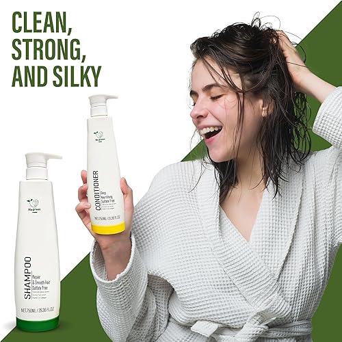 Miniatura 7 de Champú y acondicionador, cuidado del cabello sin sulfato con proteína de trigo hidrolizada, extracto de fruta de coco, vitamina E y colágeno, dúo