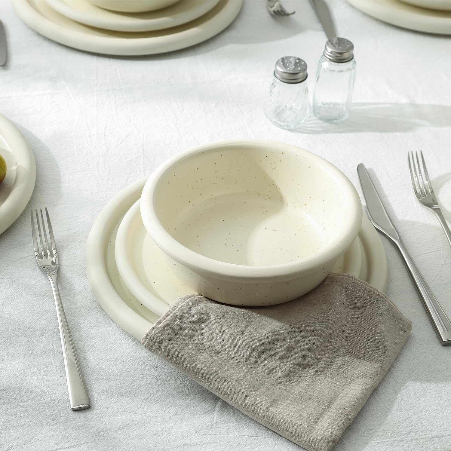 Stone Lain Capri 12-Piece Dinnerware Set Stoneware, White