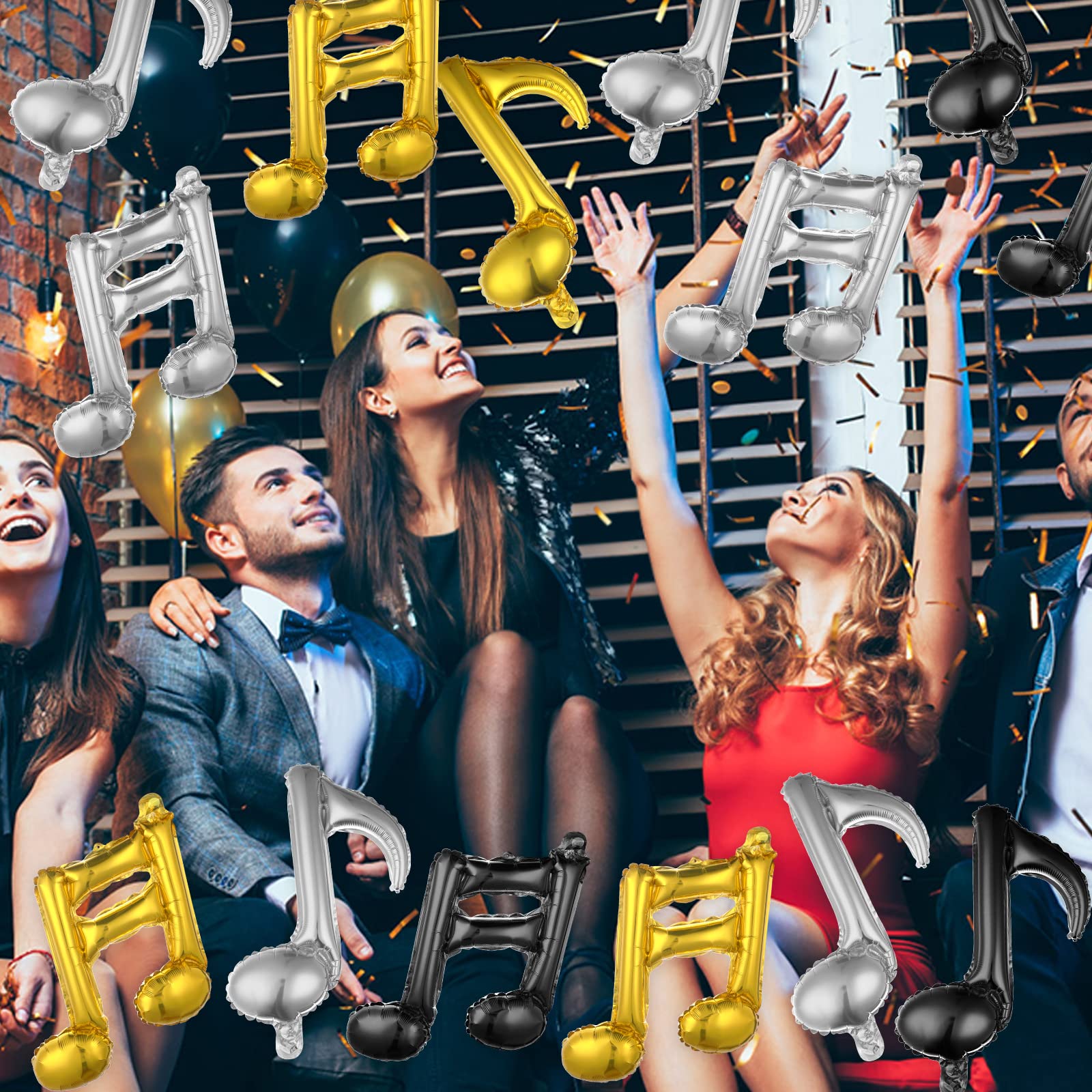 Muzieknoot verjaardagsdecoratie banner, muzieknoot gitaar gelukkige verjaardag achtergrond rock and roll feestdecoraties banner muziek karaoke thema voor jongens meisjes volwassenen verjaardag