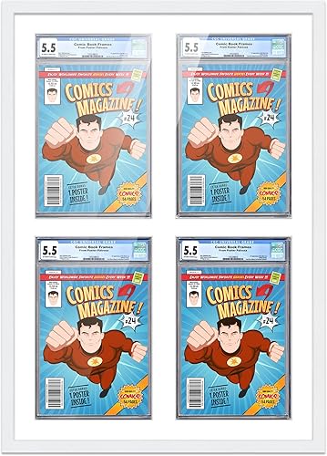 Miniatura 200 de Poster Palooza Marco de cómic con paspartú para 2 cómics CGC, CBCS o PGX Graded Comics – Marco de cómic negro para cómics de 8.125 x 13 pulgadas