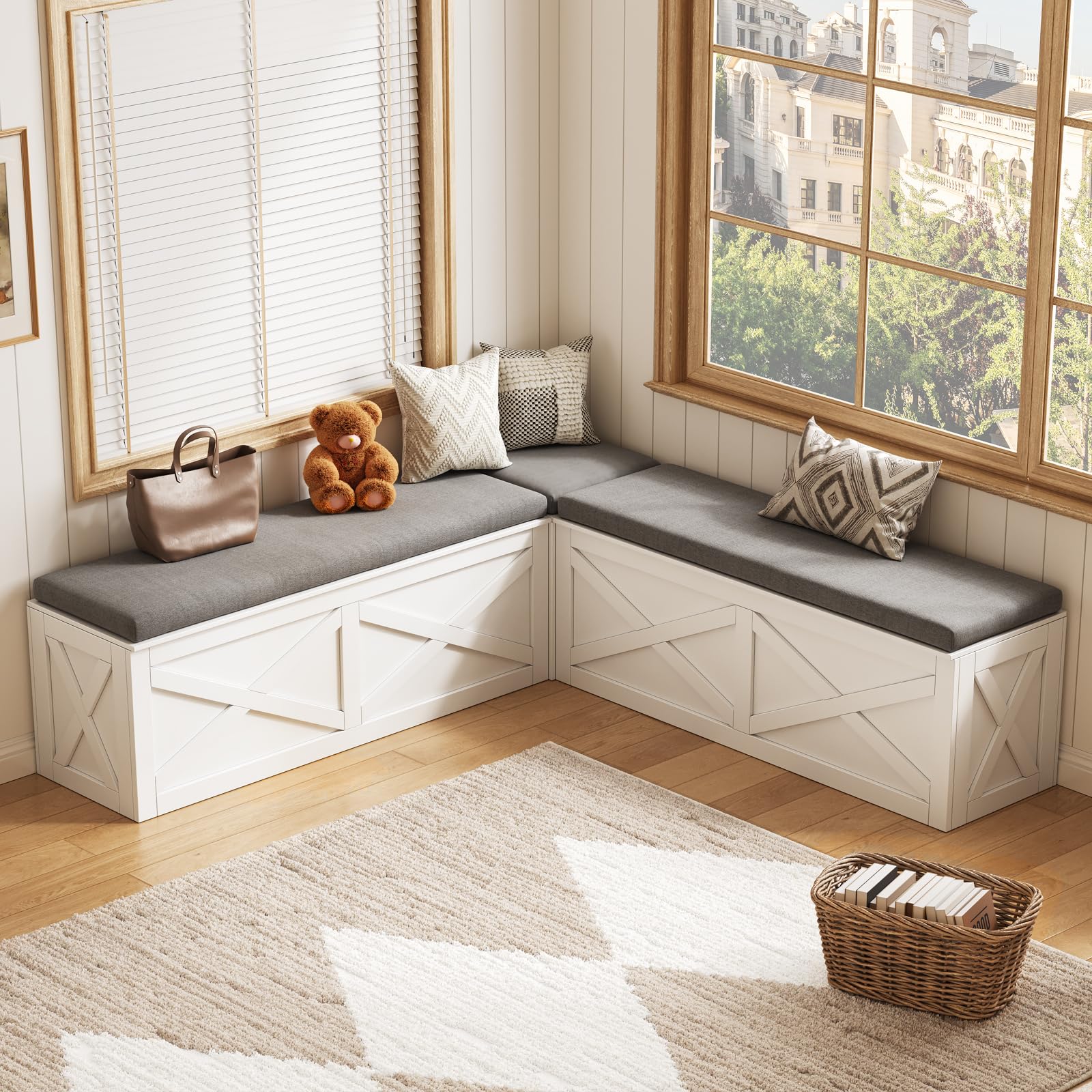 NDOHCUO L-Shape Storage Bench