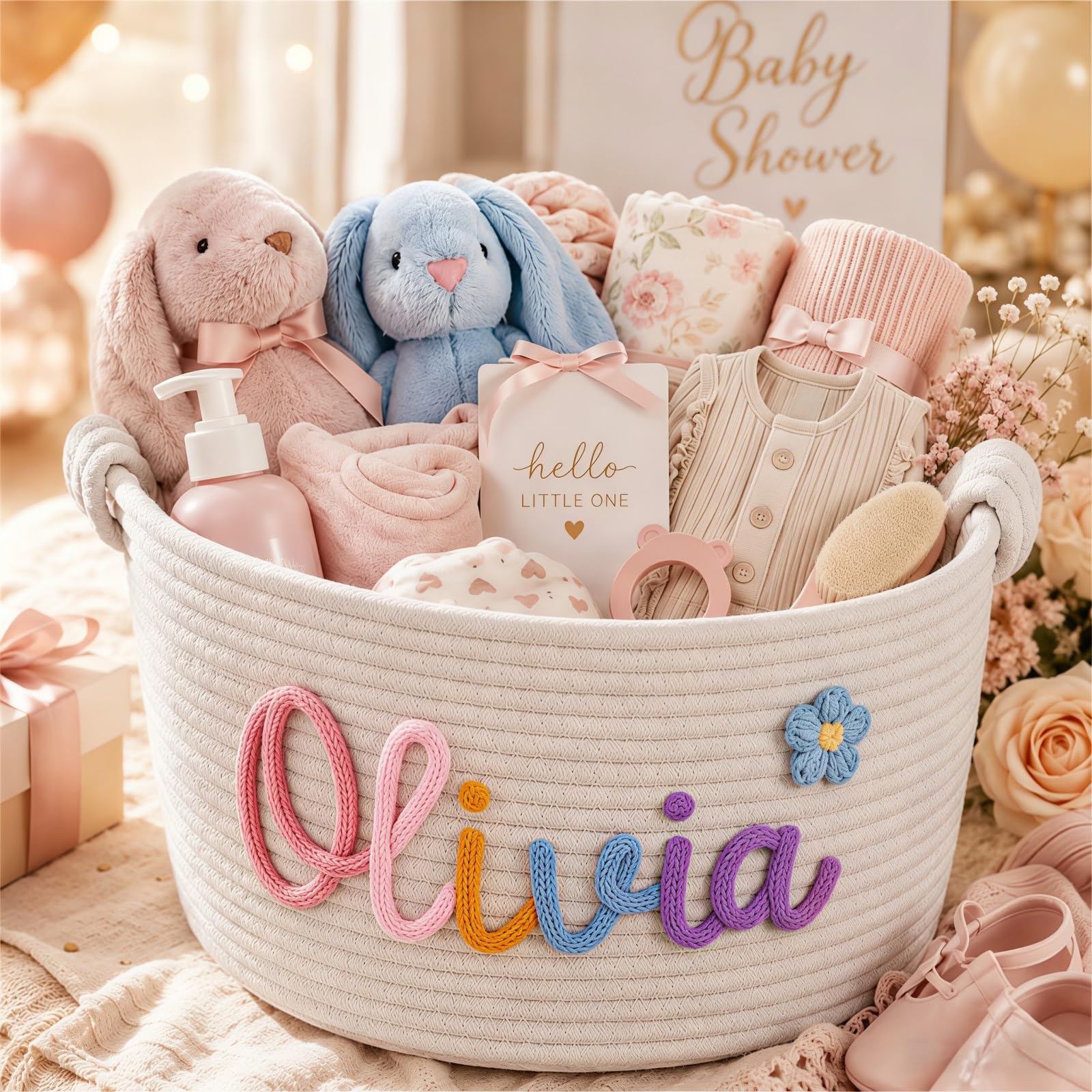 Custom Name Nursery Storage Basket Personalized Woven Baby Basket, Diy Gift