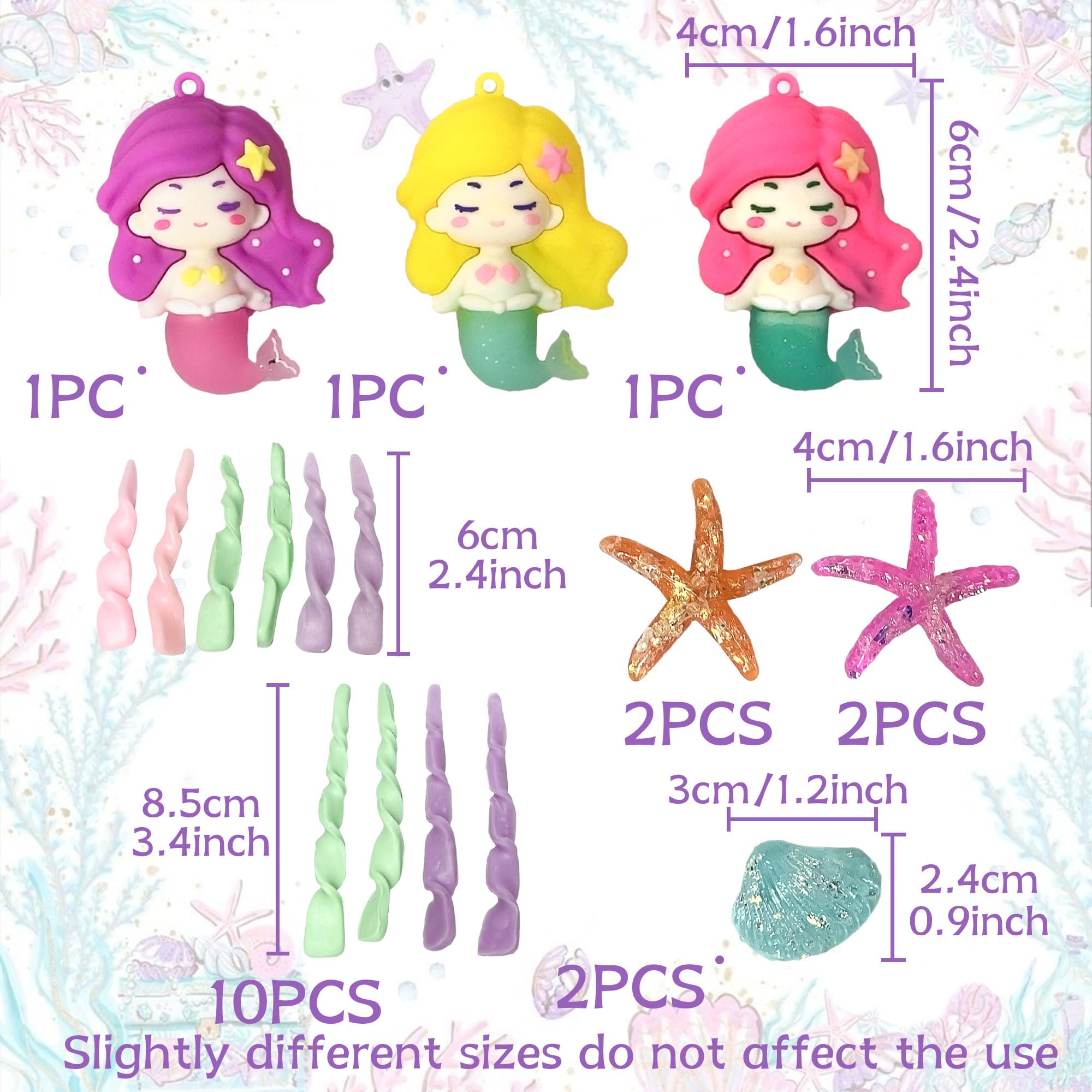 19PCS Luxury Mermaid Cake Topper Under the Sea Cake Decoration Seashell Decor Fish Tail Party Favors Mermaid Party Supplies Sea Star Decorations - Image 2