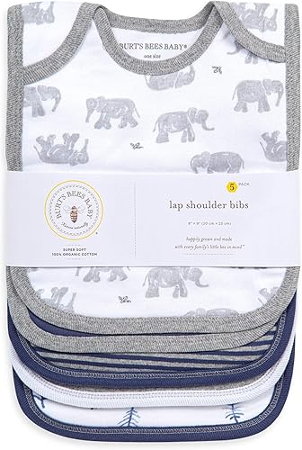 Miniatura 9 de Burts Bees Baby unisex-baby Bibs Lap-shoulder Drool Cloths 100 Organic Cotton With Absorbent Terry Towel Backing Impresiones rosas en flor, counting