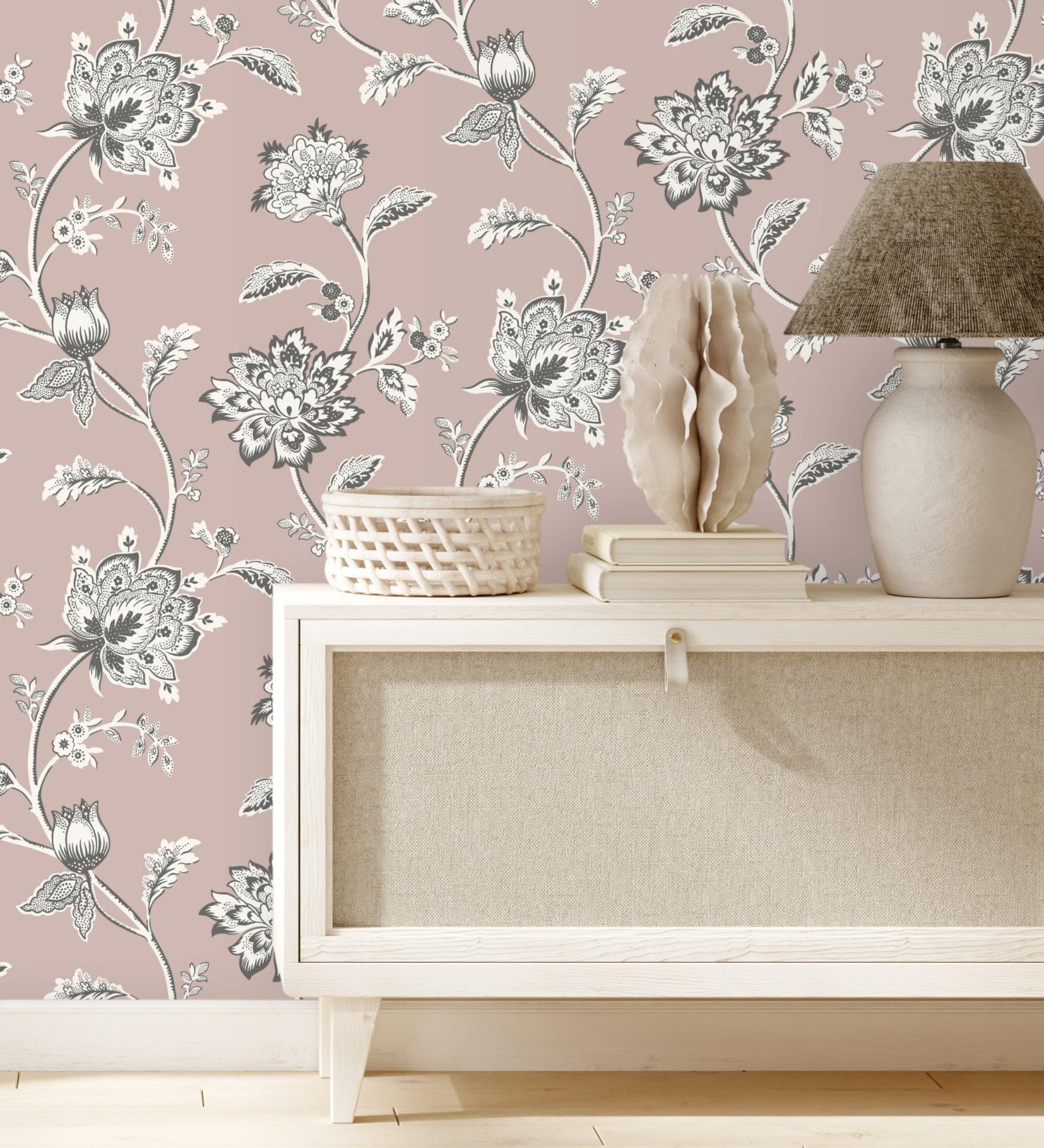 Papier peint vinyle floral lavable pour rénover un mur de cuisine ou de couloir