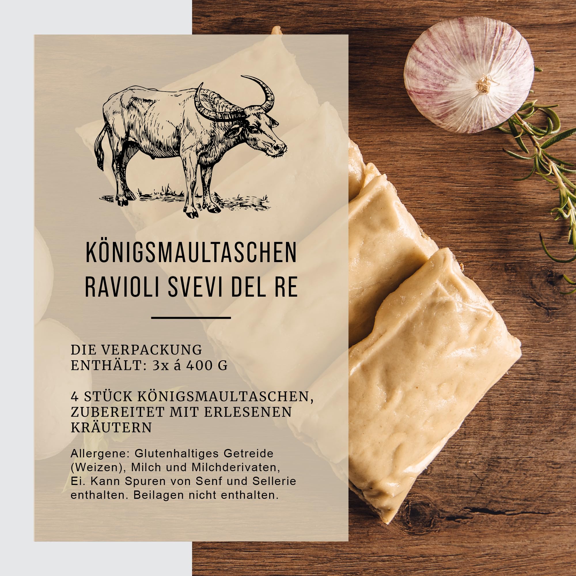 BÜFFEL BILL Büffel Königsmaultaschen 3x400g | Maultaschen gefüllt mit aromatischem Wasserbüffelfleisch, Kräutern & Gewürzen I Für Pfanne, Grill & Brühe