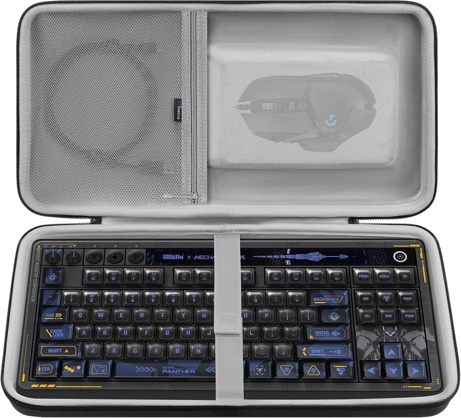 GEEKRIA TKL Keyboard Hard Shell Case, Compatible with 8BitDo Retro 87, RK Royal KLUDGE M87, Keychron V3 Max TKL, Travel Carrying Bag for 87 Key Gaming Keyboard and Mouse Combo (Dark Gray)