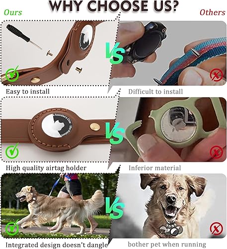 Miniatura 13 de AirTag Collar de perro – Collar de perro de cuero 100% genuino con soporte Apple AirTag, adecuado para perros pequeños, marrón oscuro, S