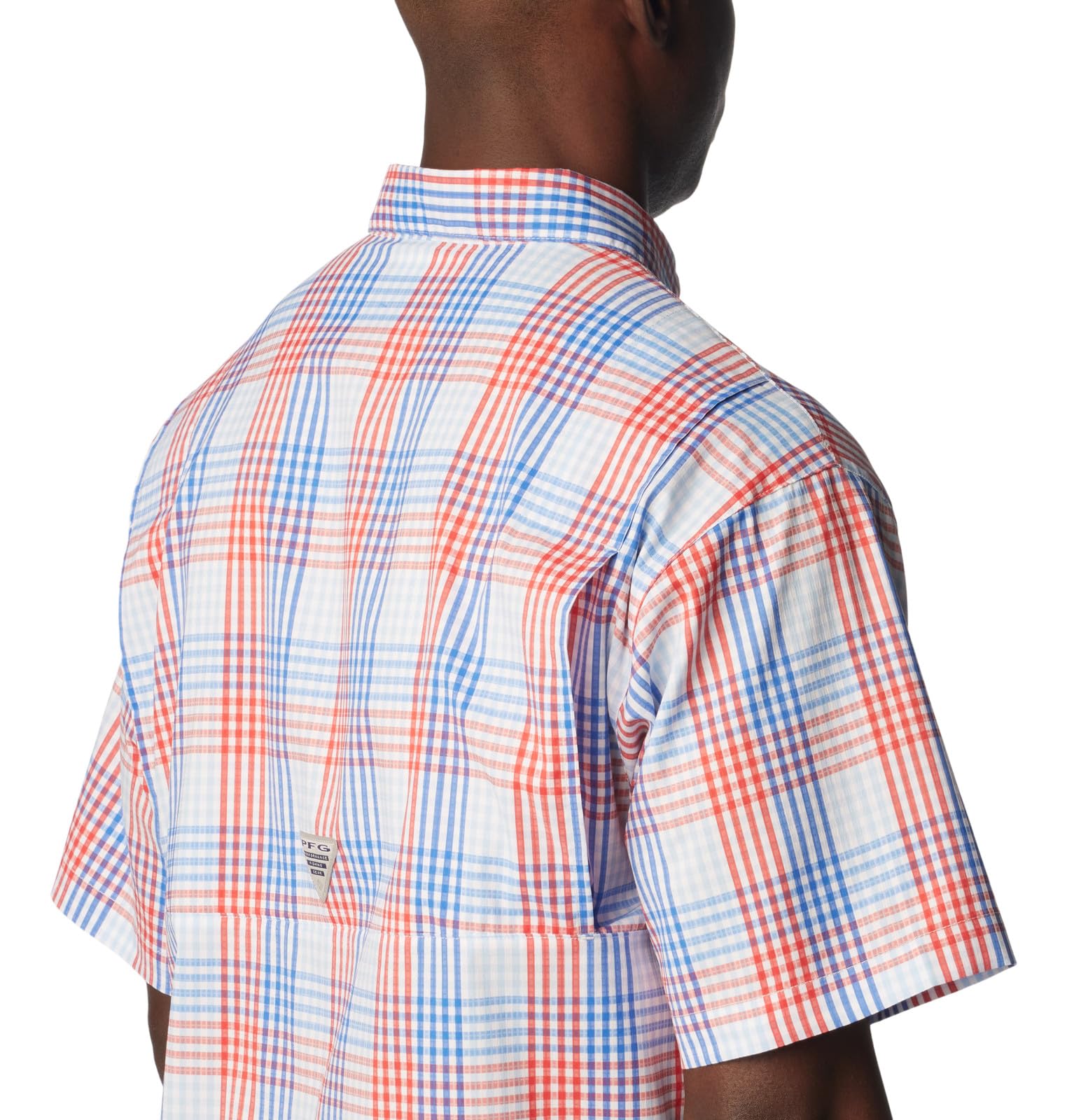Columbia Camicia a Maniche Corte Super Tamiami Maglietta da Escursionismo, Blu vivido, a Quadretti, S Uomo