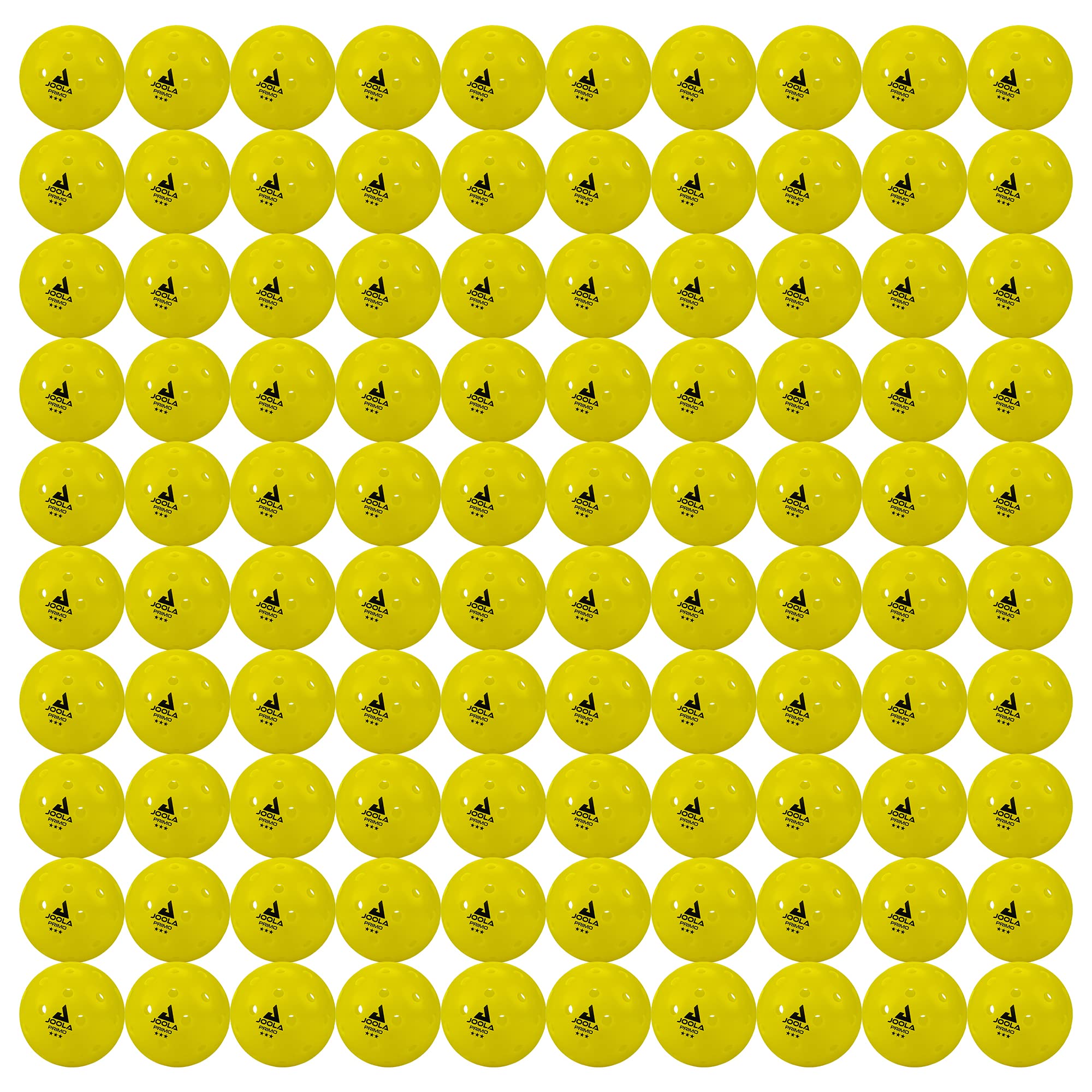 JOOLA Primo Pickleball Balls - 100 Pack of 3 Star Tournament Indoor and Outdoor Pickleball Balls - USAPA Approved - Ideally Weighted and Precision Crafted 40 Hole Design Pickleball Official Size