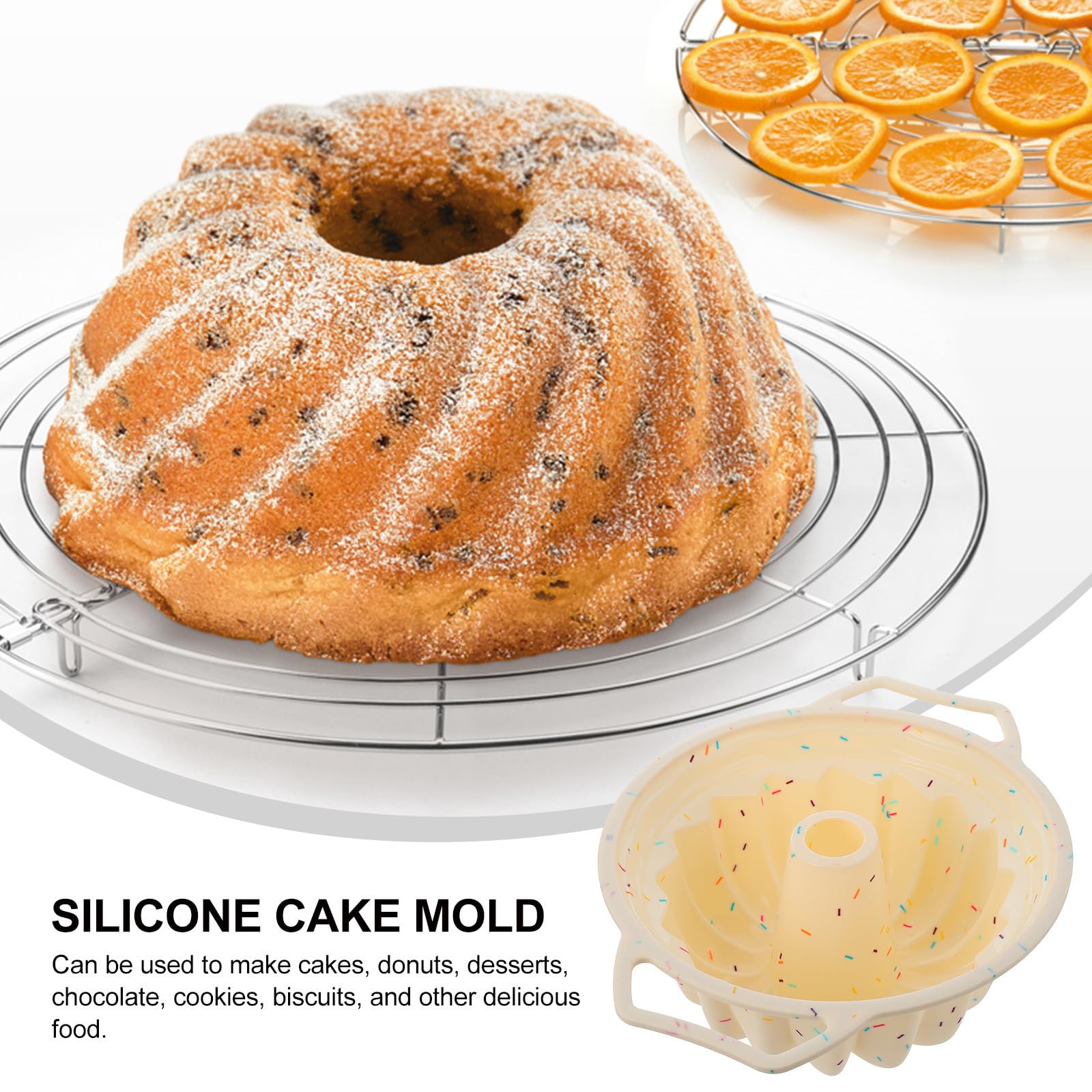 Kichvoe Stampo Resistente e Durevole Rotondo per Torta in Silicone Antiaderente Cava Struttura a Spirale per Uso Domestico e Professionale