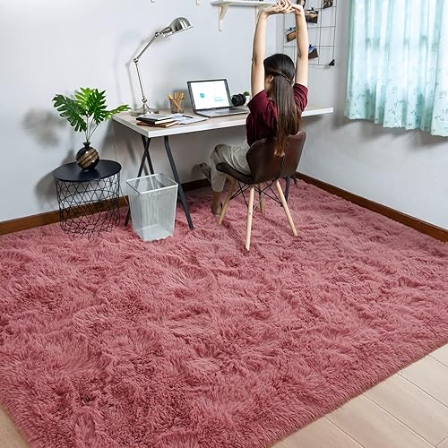 Miniatura 6 de Comeet Super Soft Bedroom Rug Fluffy Carpets 5 x 8 Feet Black Shaggy Area Rug for Living Room Bedroom Baby Room Non-Slip Indoor Room Carpet for Kids