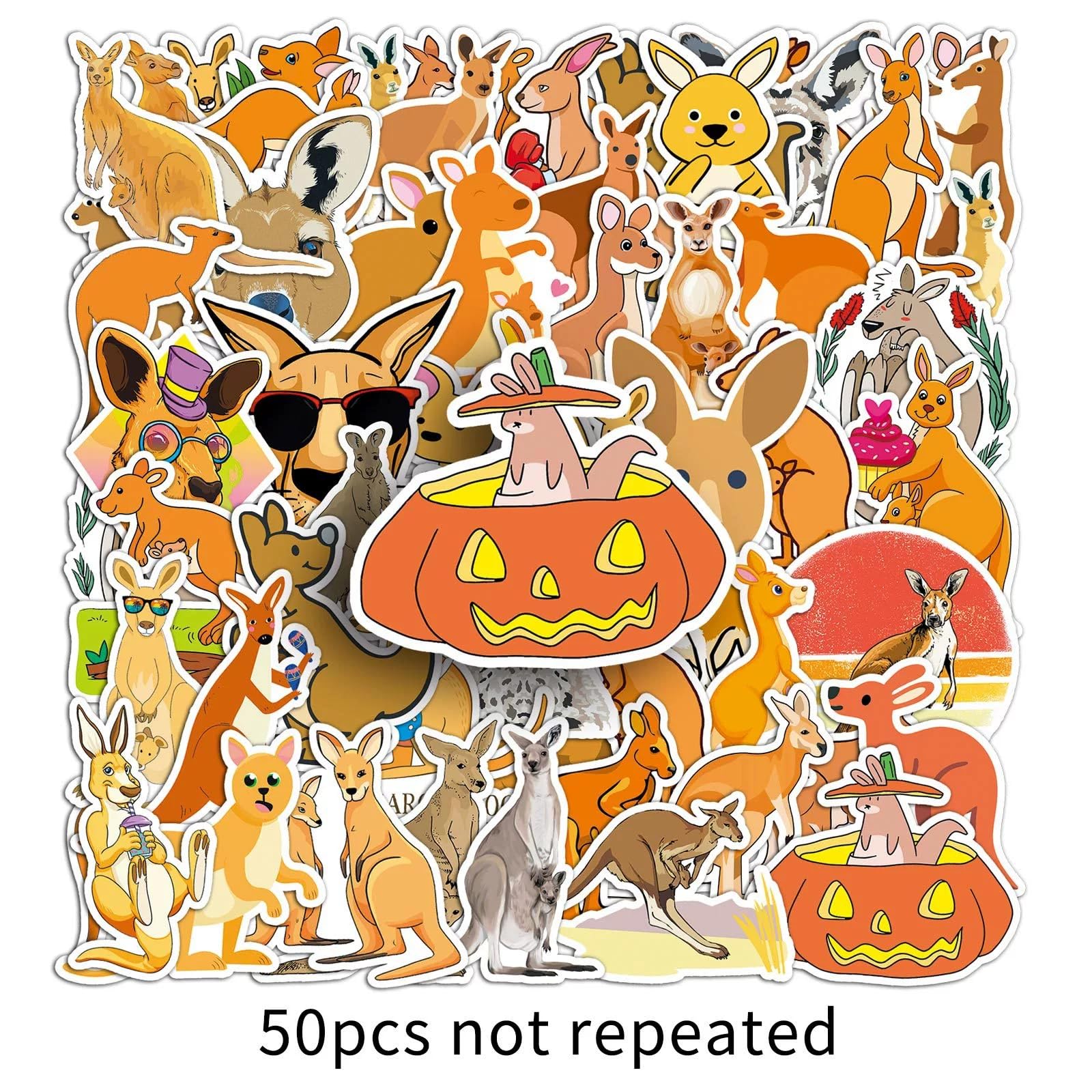 50Pcs Cute Cartoon Sticker Kangaroo Stickers Vinyl Decals Aesthetic Stickers for Water Bottles Laptop Suitcase Luggage Cup Mobile Phone Skateboard Decor for Teens Adult - Image 2